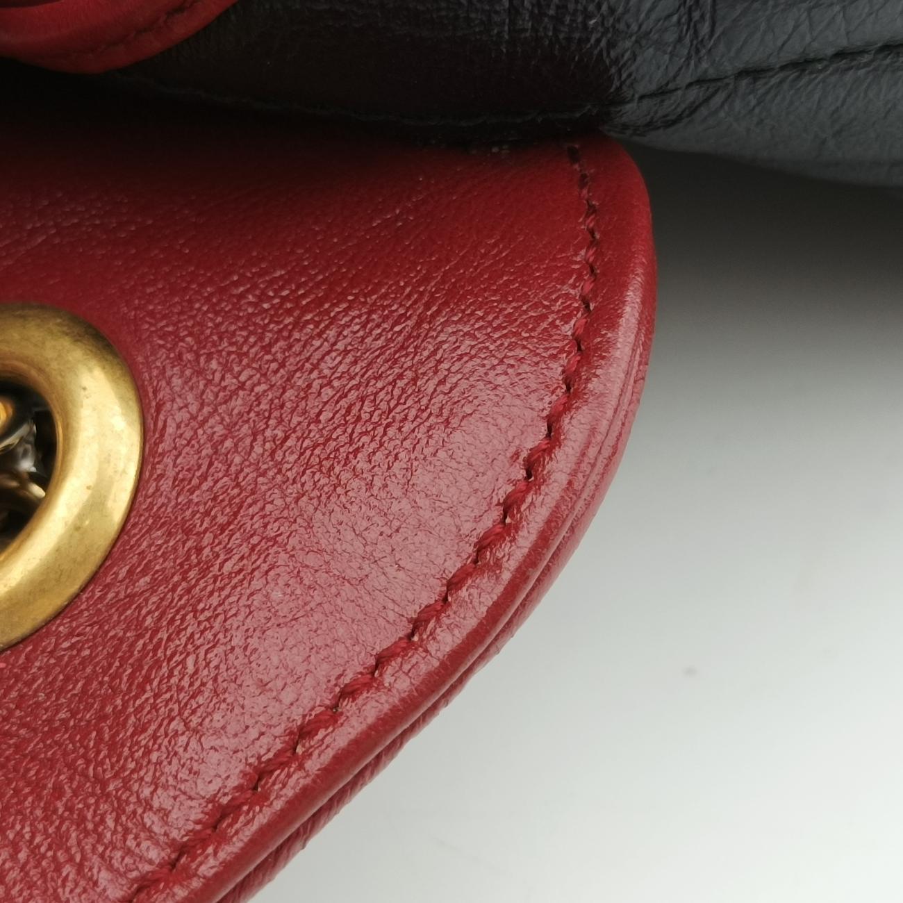 Pre-owned Gucci GG Marmont Black×red Leather 443497 shoulderbag | stylenewstar