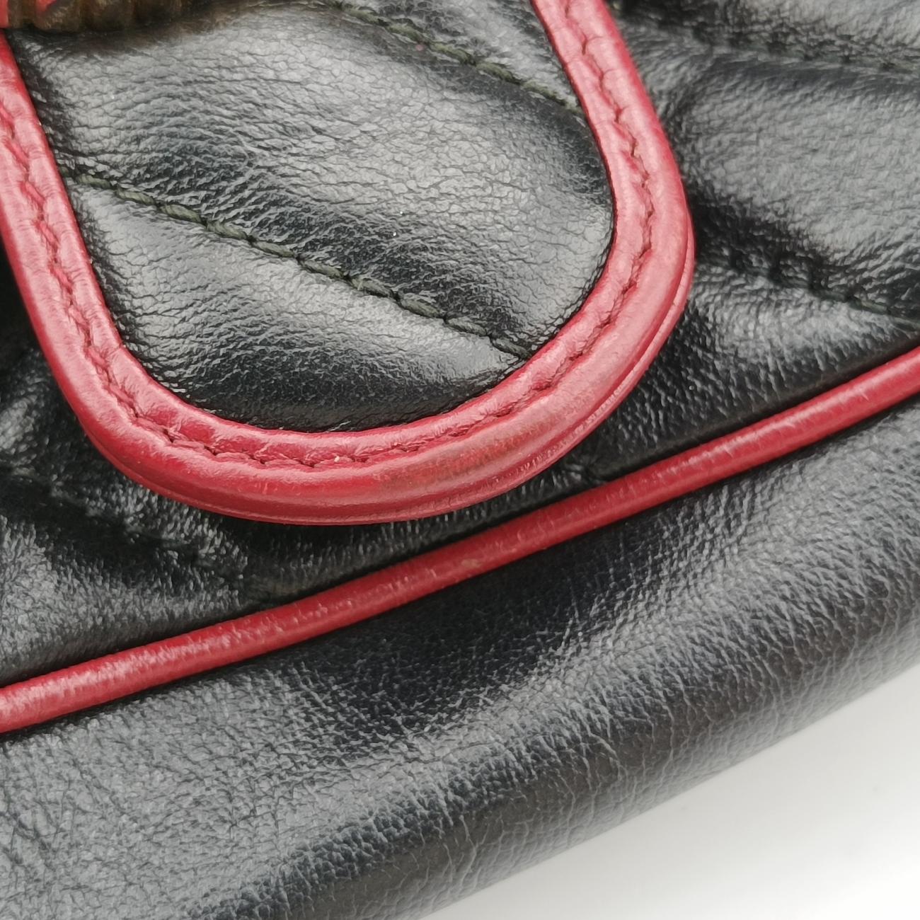 Pre-owned Gucci GG Marmont Black×red Leather 443497 shoulderbag | stylenewstar