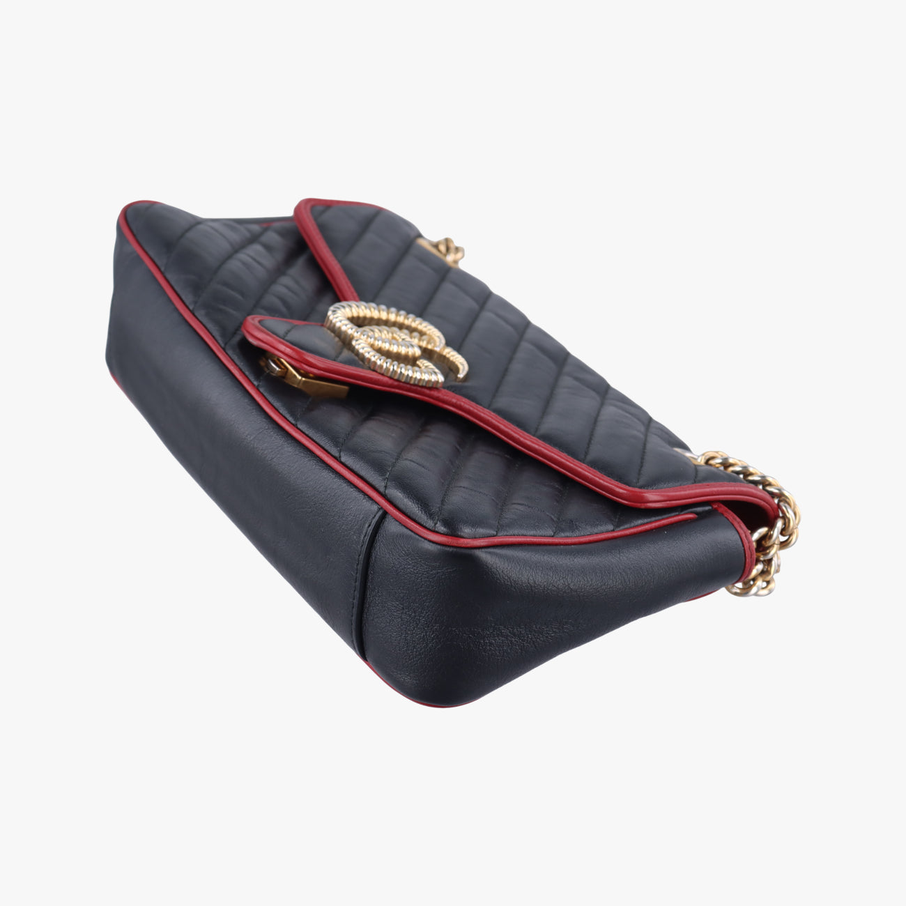 Pre-owned Gucci GG Marmont Black×red Leather 443497 shoulderbag | stylenewstar