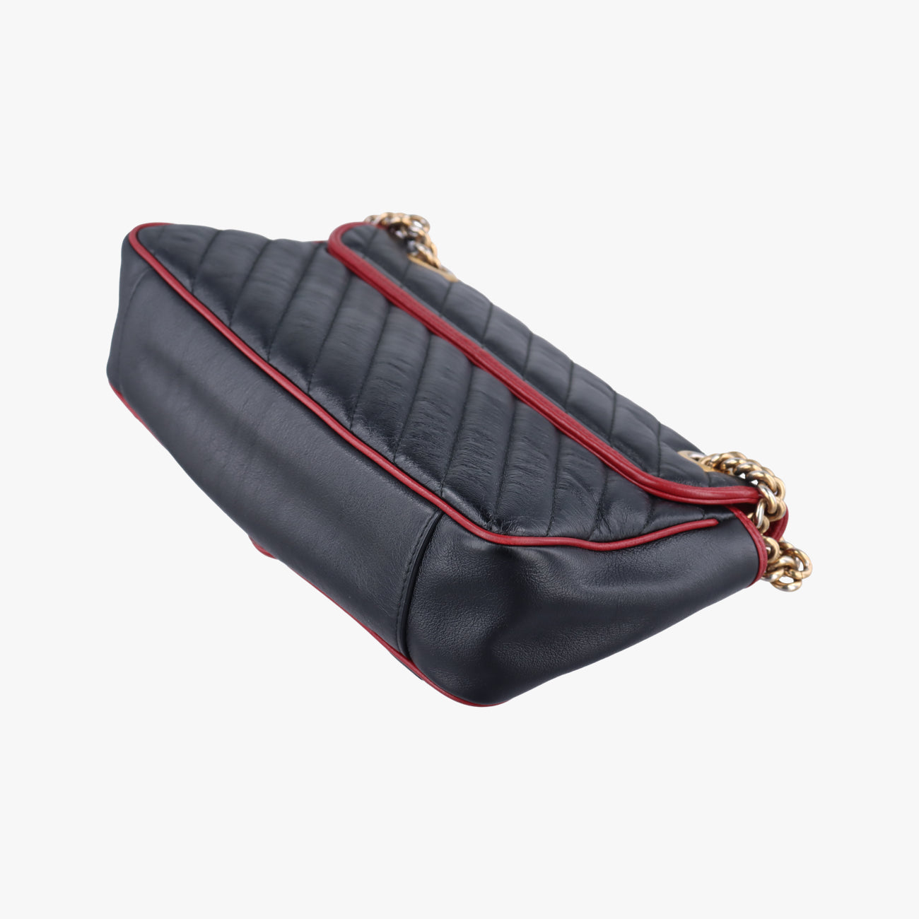 Pre-owned Gucci GG Marmont Black×red Leather 443497 shoulderbag | stylenewstar