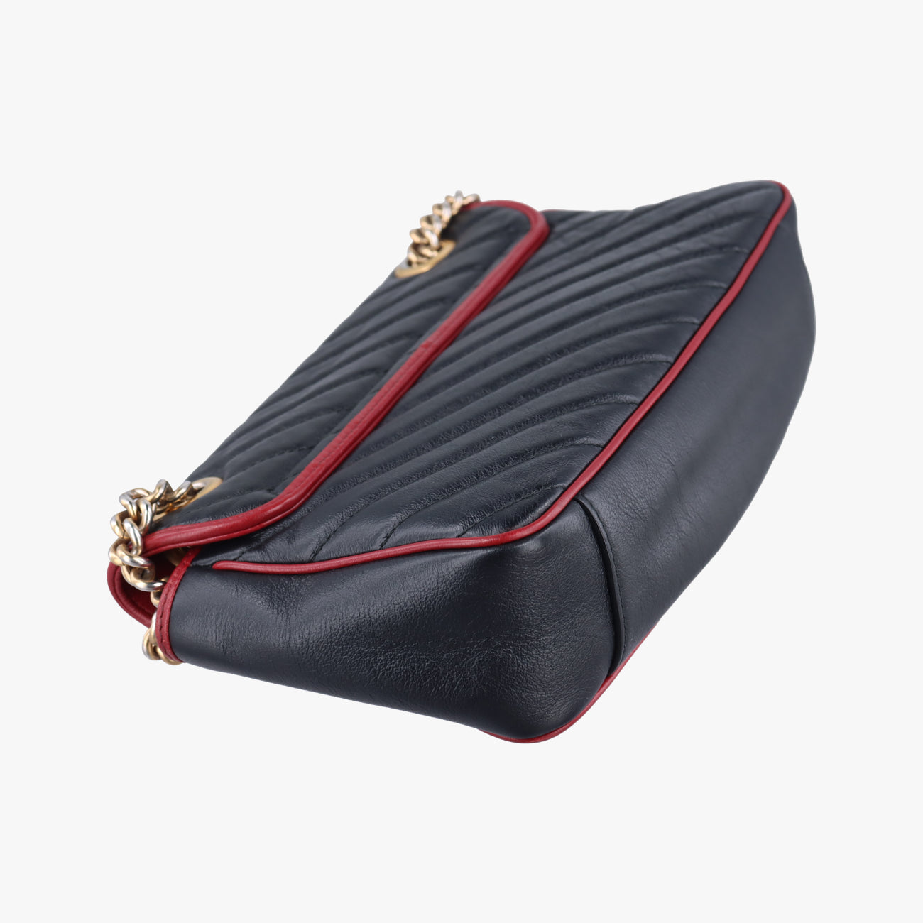 Pre-owned Gucci GG Marmont Black×red Leather 443497 shoulderbag | stylenewstar