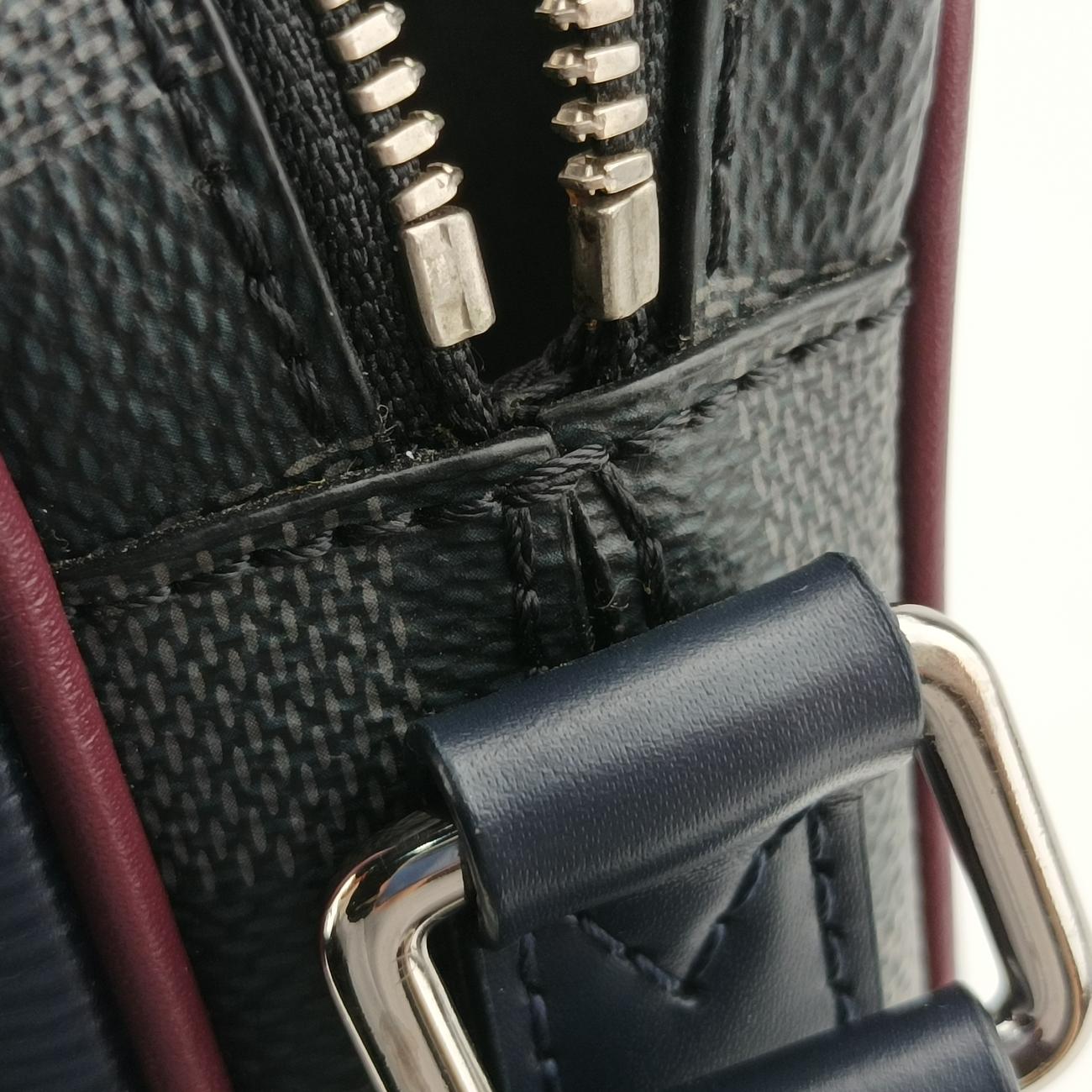 Pre-owned Louis Vuitton Danube Slim Navy x Yellowe x Noir Epi×DAMIER GRAPHITE M55100 shoulderbag | stylenewstar