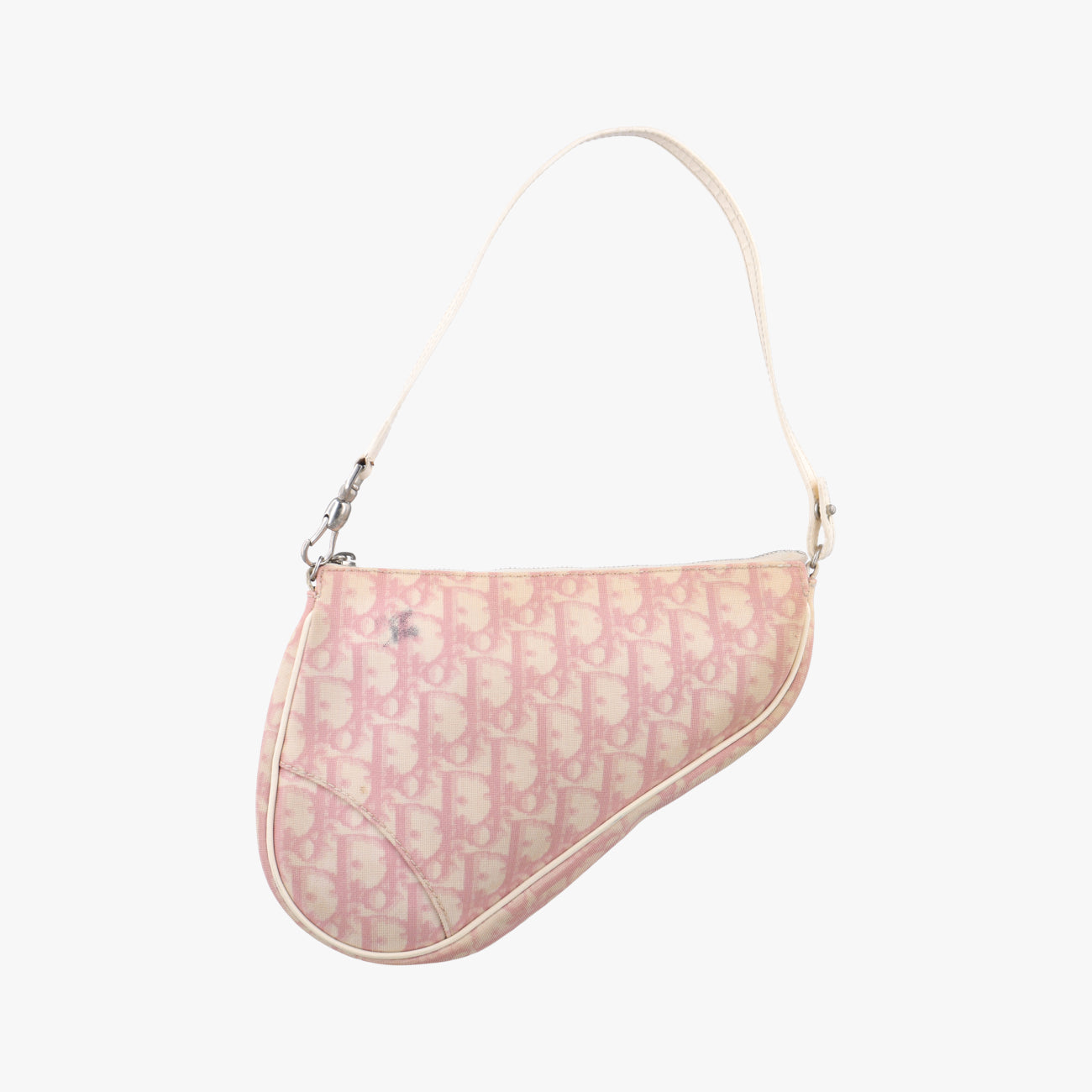 Pre-owned Christian Dior Saddle Pink×White×Beige jacquard  handbag | stylenewstar