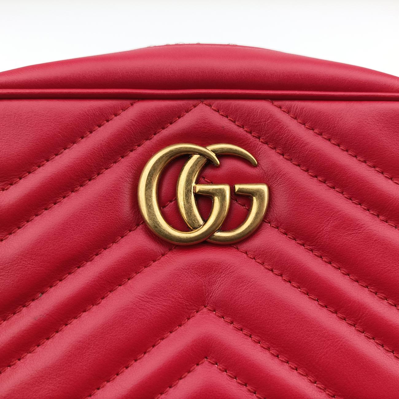 Secondhand Gucci GG Marmont Red Leather 448065 shoulderbag | stylenewstar