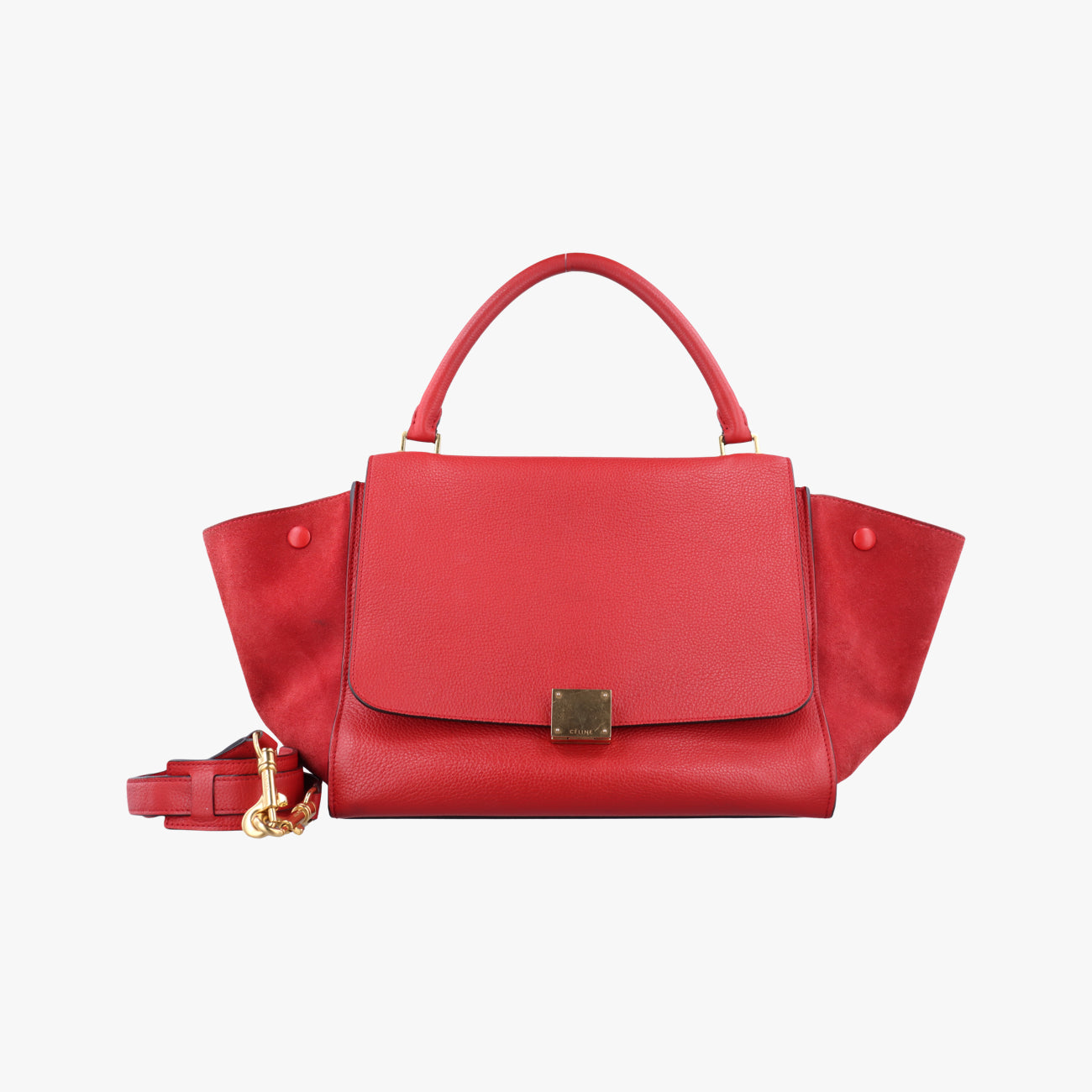 Pre-owned Celine Trapèze Red Leather × Suede  shoulderbag | stylenewstar