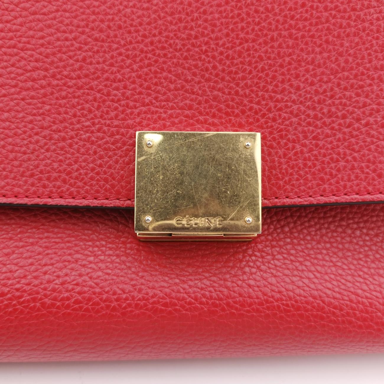 Pre-owned Celine Trapèze Red Leather × Suede  shoulderbag | stylenewstar