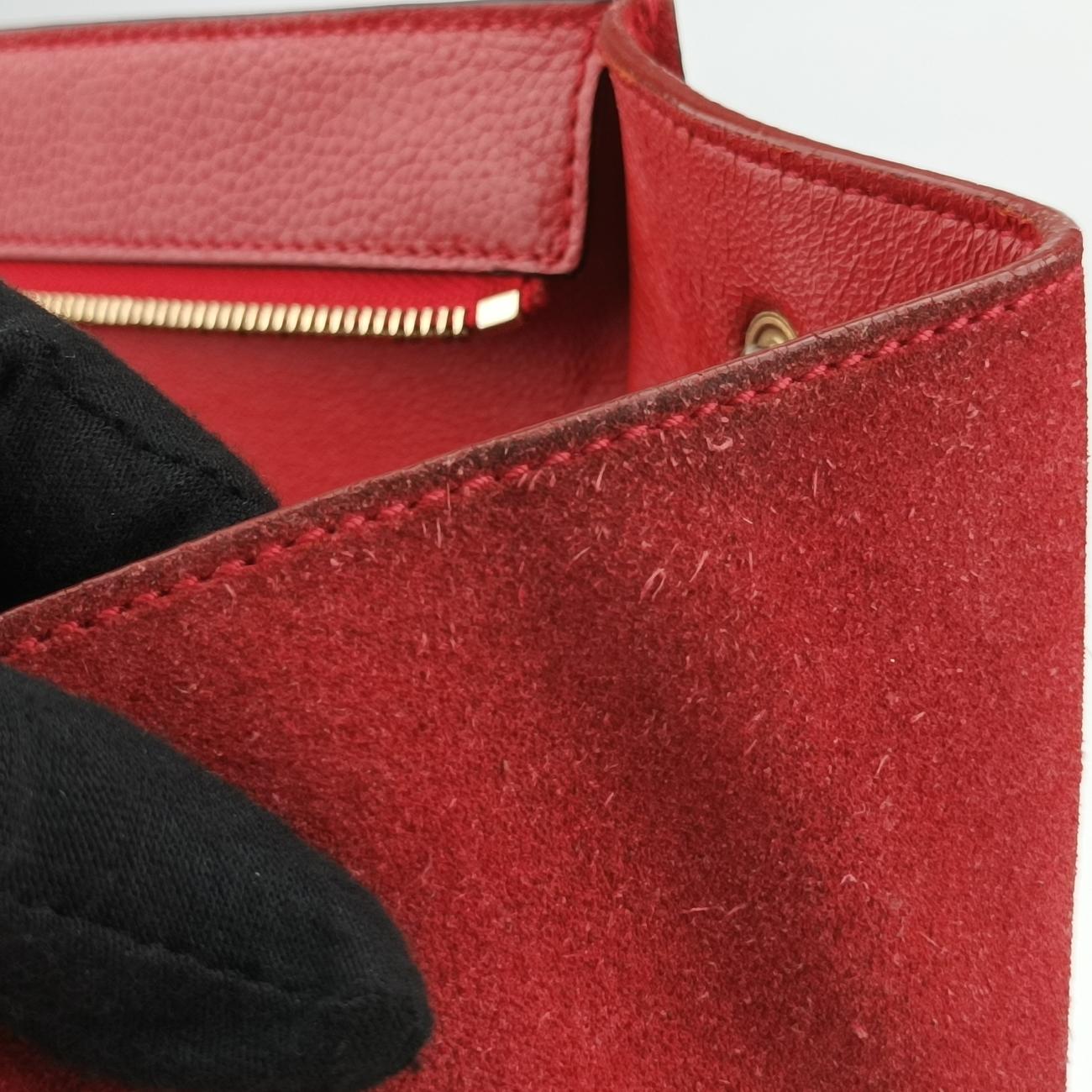 Pre-owned Celine Trapèze Red Leather × Suede  shoulderbag | stylenewstar