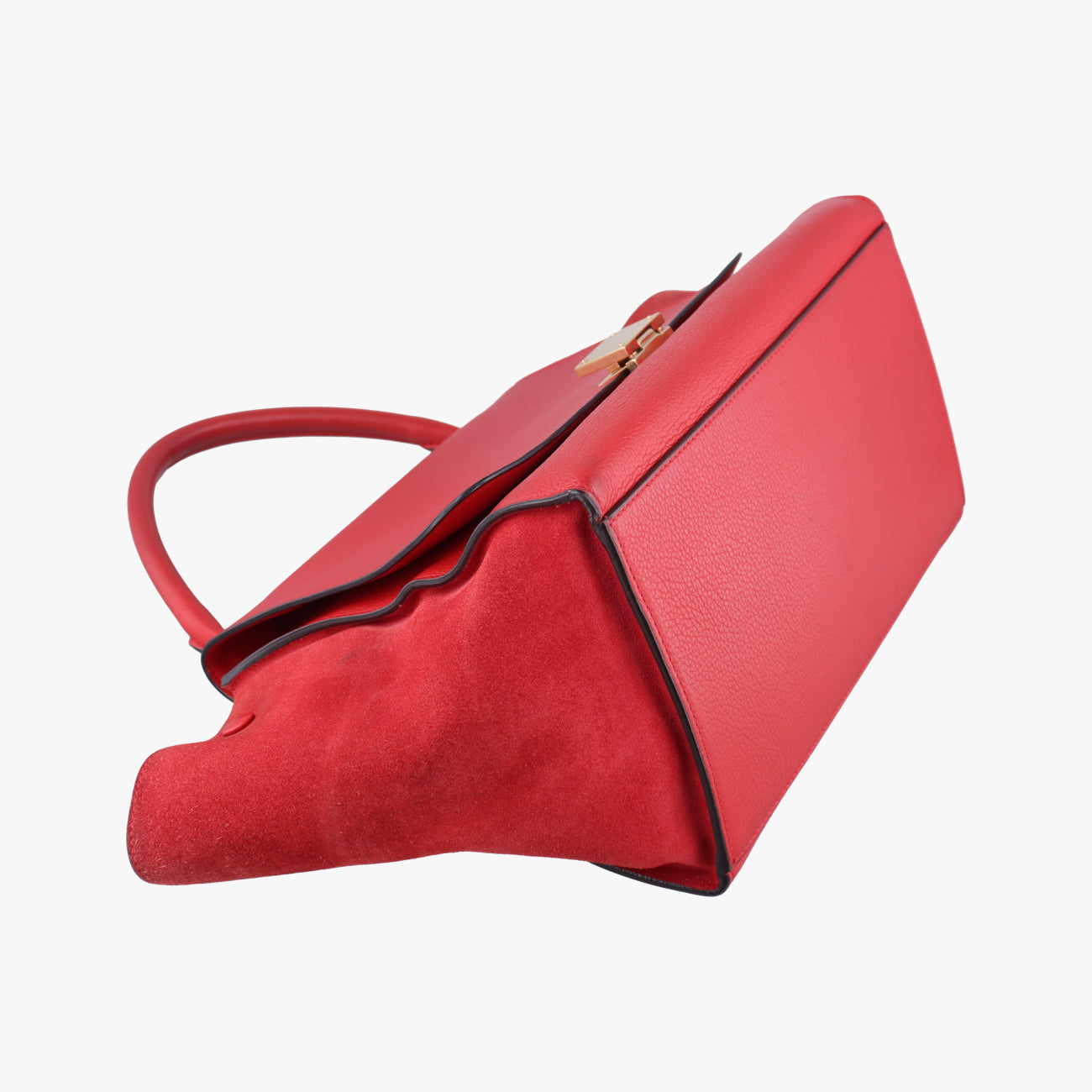 Pre-owned Celine Trapèze Red Leather × Suede  shoulderbag | stylenewstar