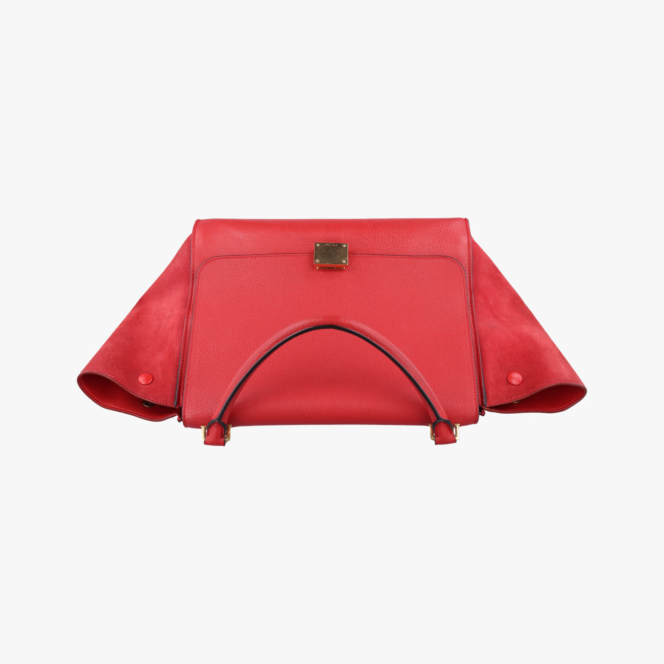 Pre-owned Celine Trapèze Red Leather × Suede  shoulderbag | stylenewstar