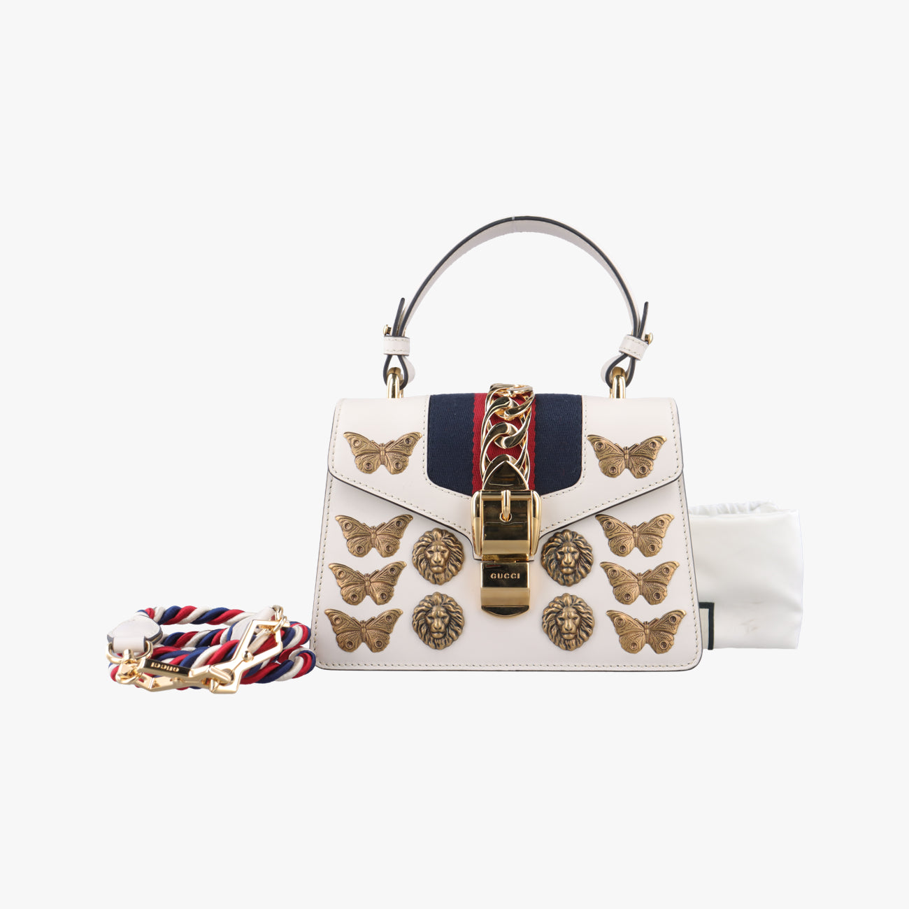 Pre-owned Gucci Sylvie White×multicolor Leather 470270 shoulderbag | stylenewstar