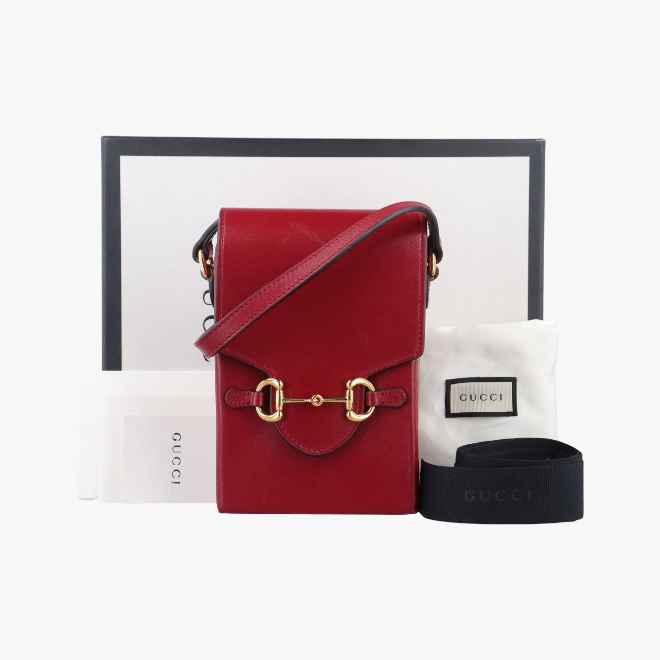 Pre-owned Gucci HORSEBIT 1955 Red Leather 625615 shoulderbag | stylenewstar