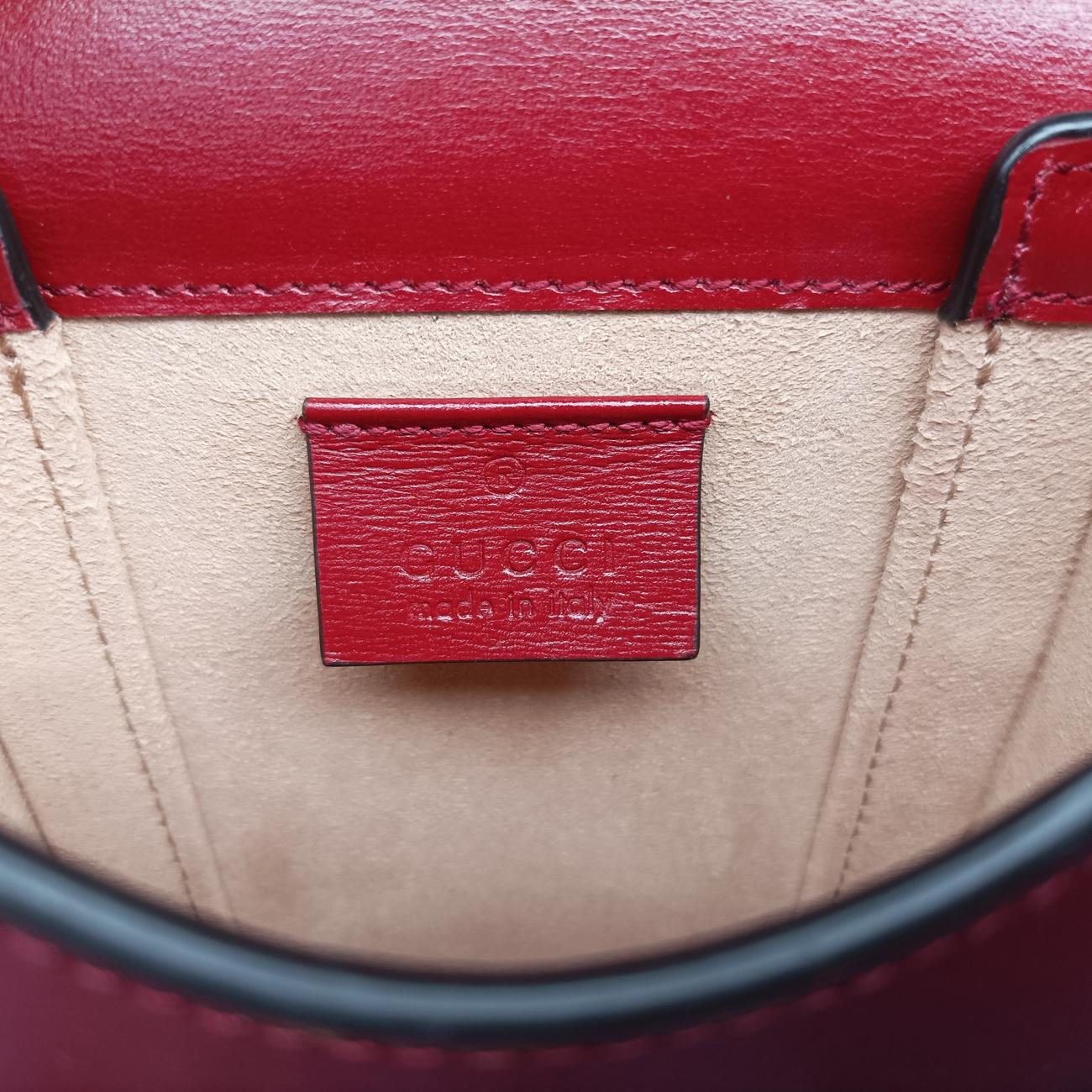 Pre-owned Gucci HORSEBIT 1955 Red Leather 625615 shoulderbag | stylenewstar