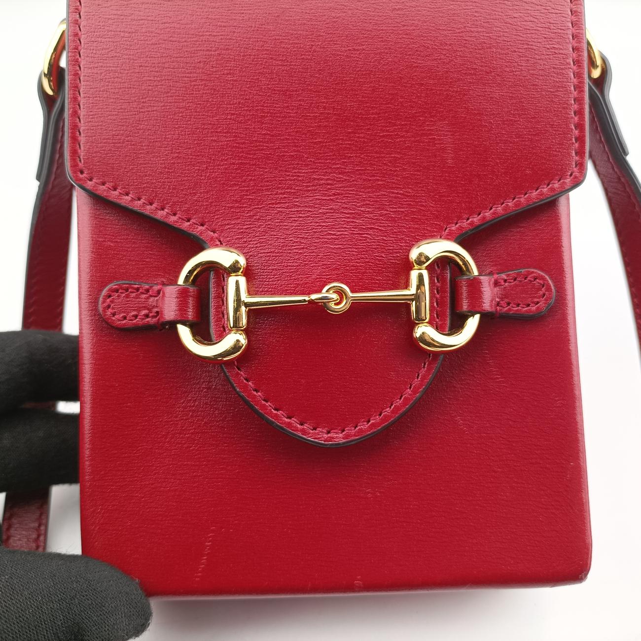 Pre-owned Gucci HORSEBIT 1955 Red Leather 625615 shoulderbag | stylenewstar