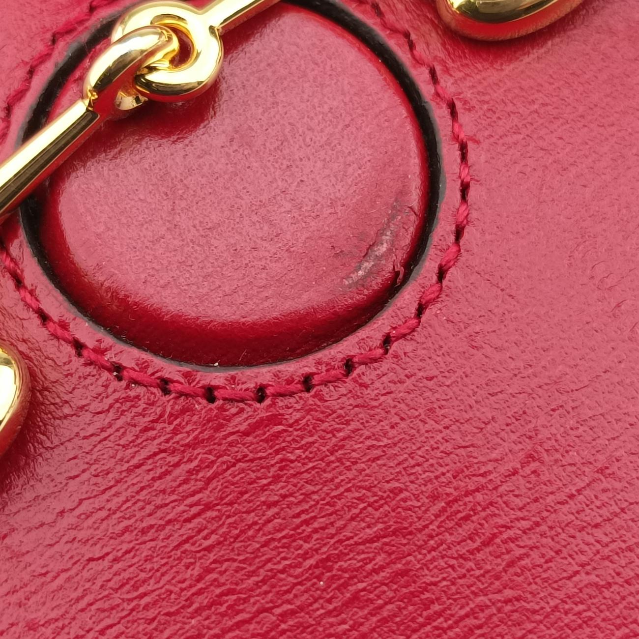 Pre-owned Gucci HORSEBIT 1955 Red Leather 625615 shoulderbag | stylenewstar