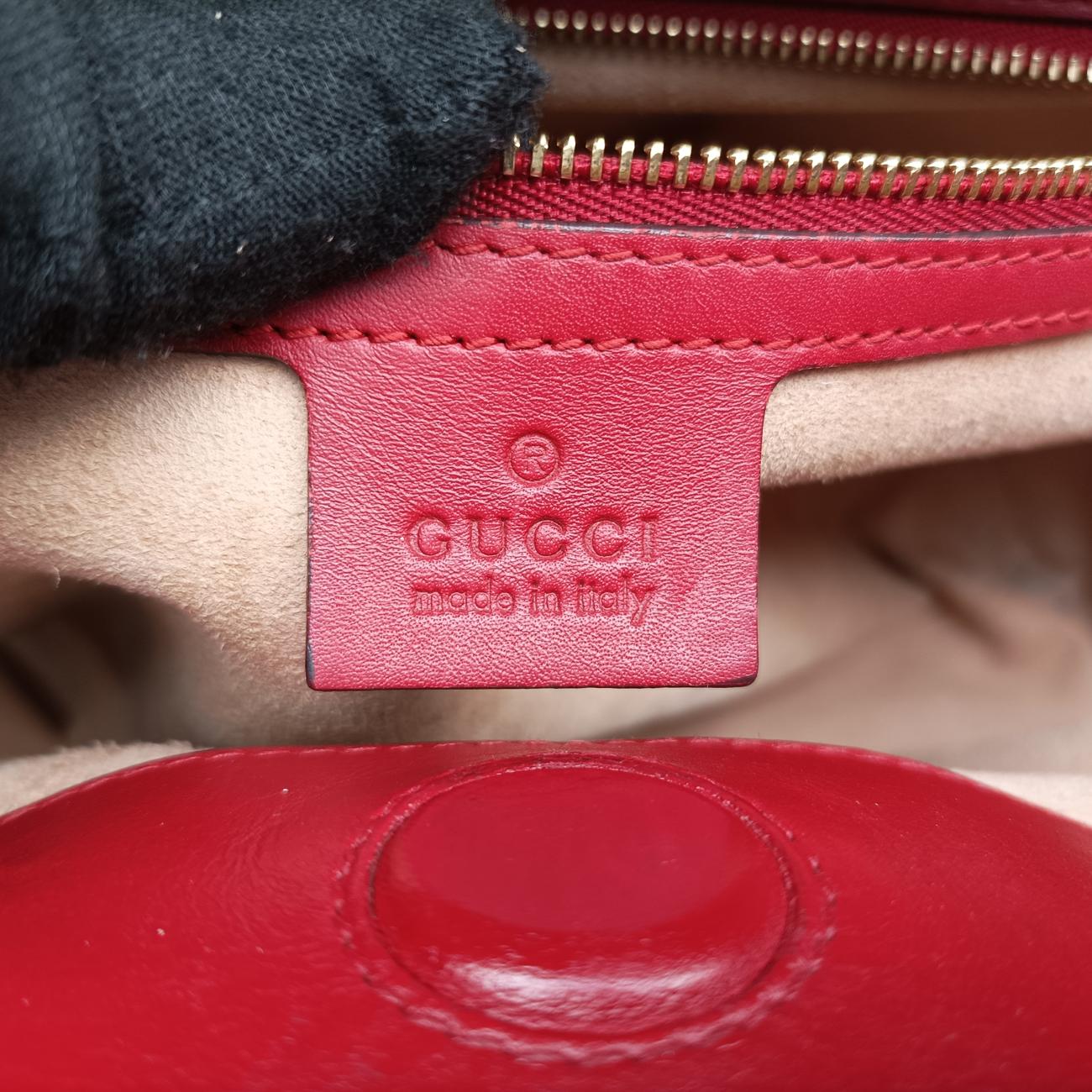 Secondhand Gucci Bamboo Web Nymphaea Red Leather 453764 shoulderbag | stylenewstar