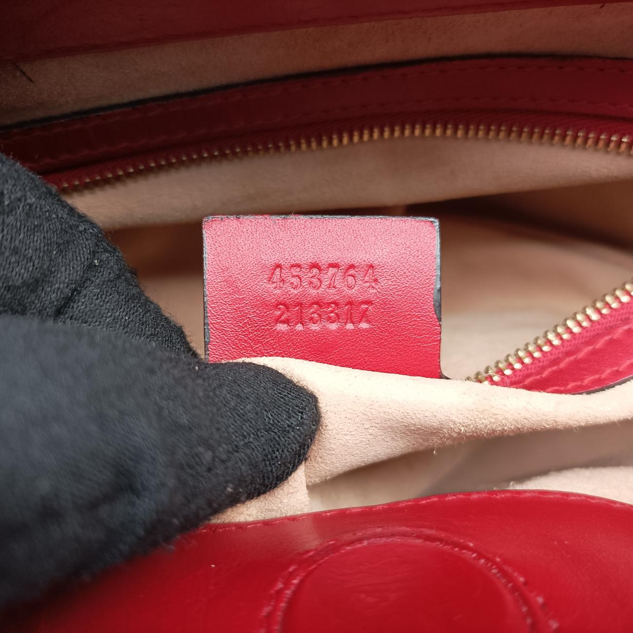 Secondhand Gucci Bamboo Web Nymphaea Red Leather 453764 shoulderbag | stylenewstar