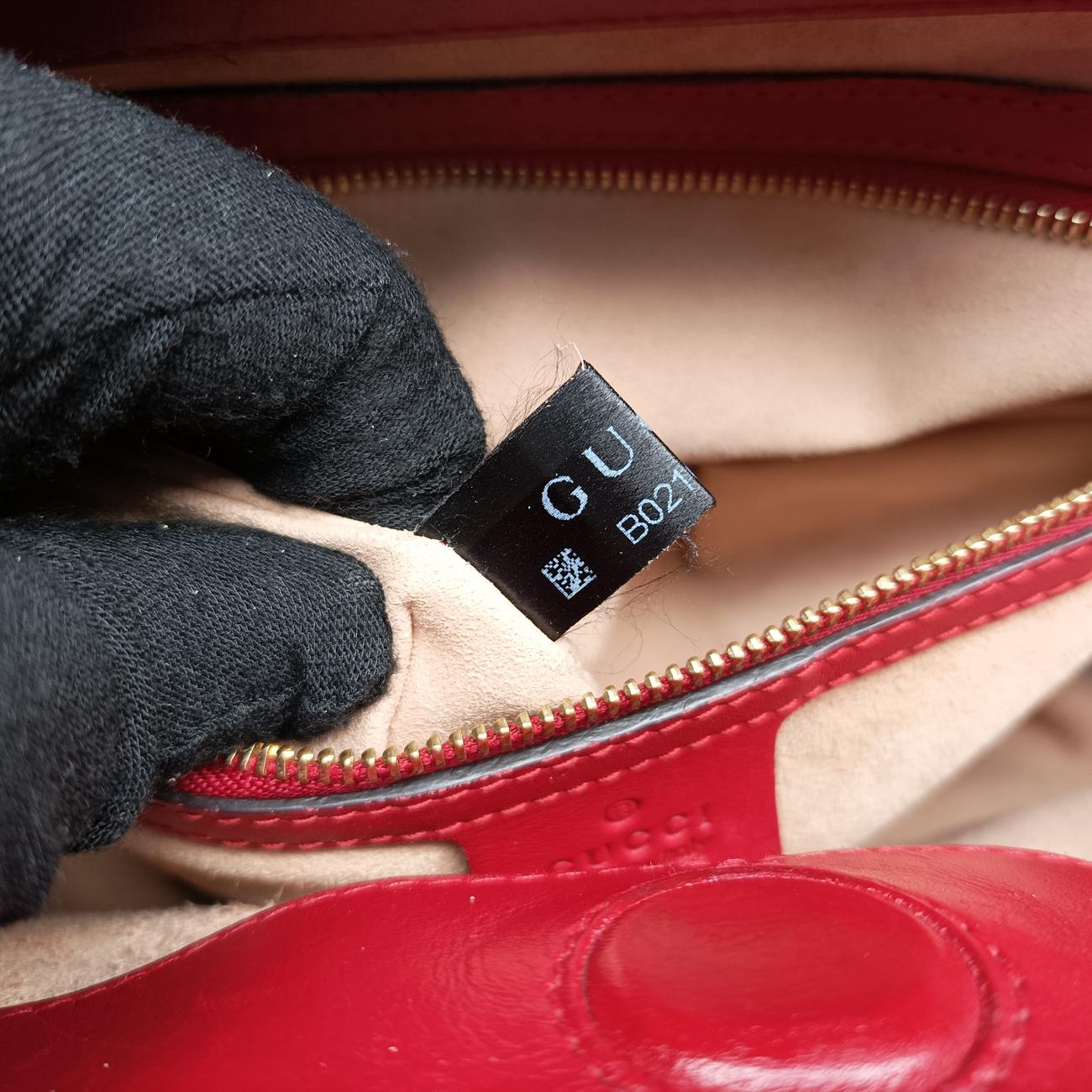 Secondhand Gucci Bamboo Web Nymphaea Red Leather 453764 shoulderbag | stylenewstar