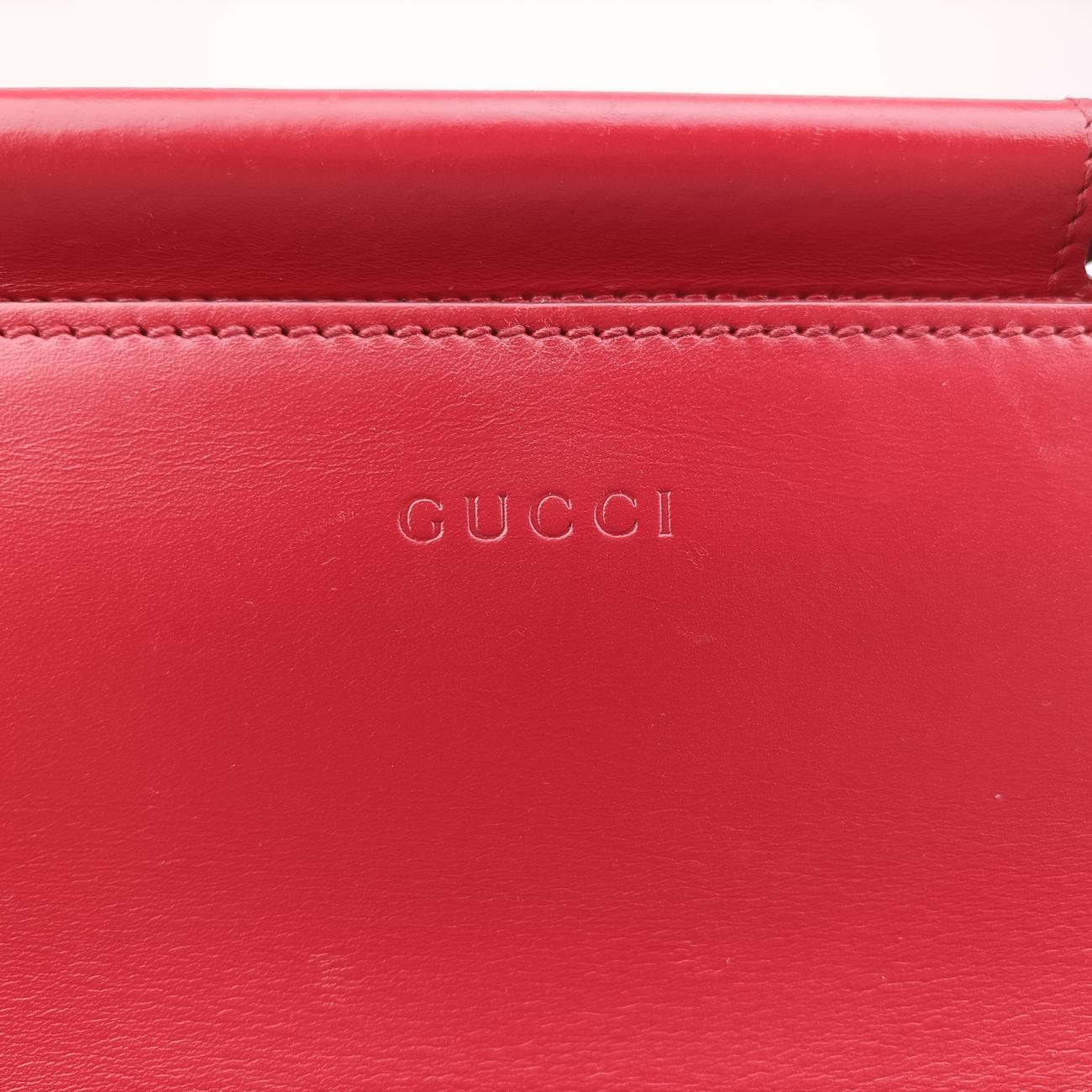 Secondhand Gucci Bamboo Web Nymphaea Red Leather 453764 shoulderbag | stylenewstar