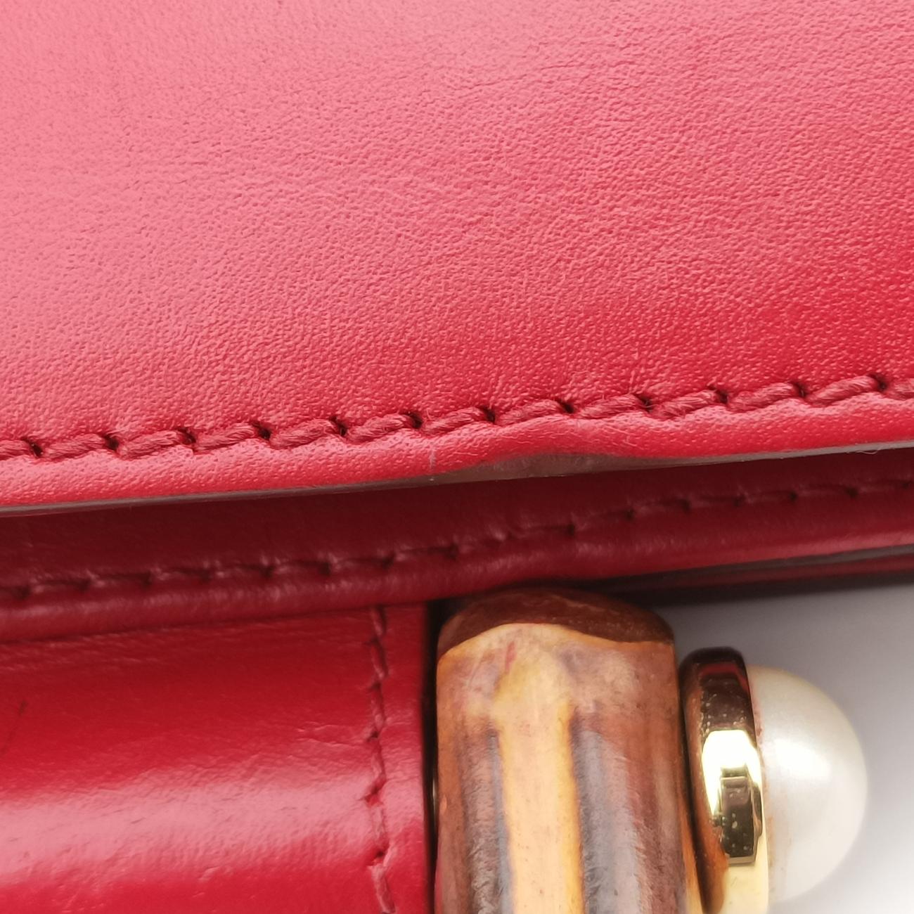 Secondhand Gucci Bamboo Web Nymphaea Red Leather 453764 shoulderbag | stylenewstar