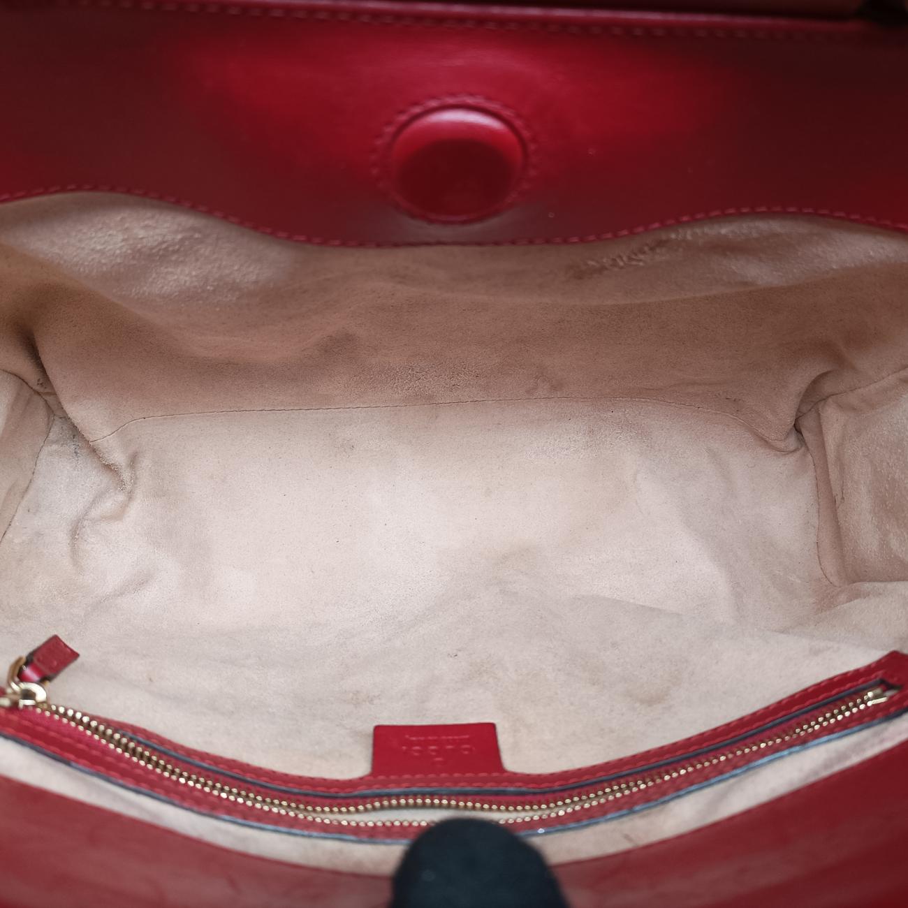 Secondhand Gucci Bamboo Web Nymphaea Red Leather 453764 shoulderbag | stylenewstar