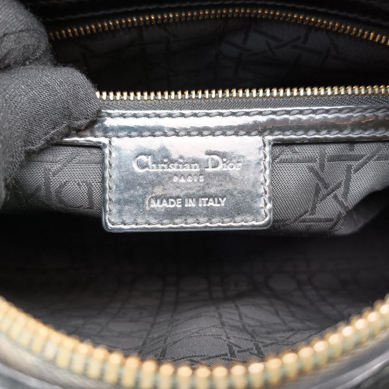 Pre-owned Christian Dior Lady Dior Black Patent  shoulderbag | stylenewstar