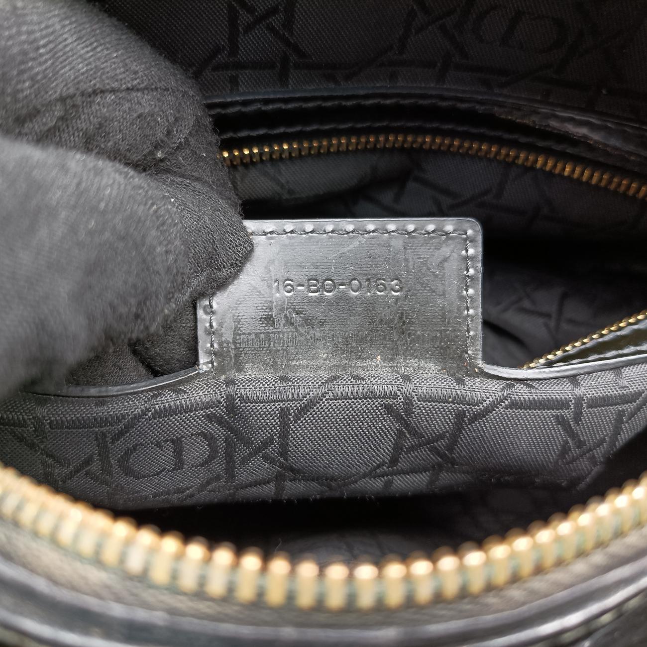 Pre-owned Christian Dior Lady Dior Black Patent  shoulderbag | stylenewstar