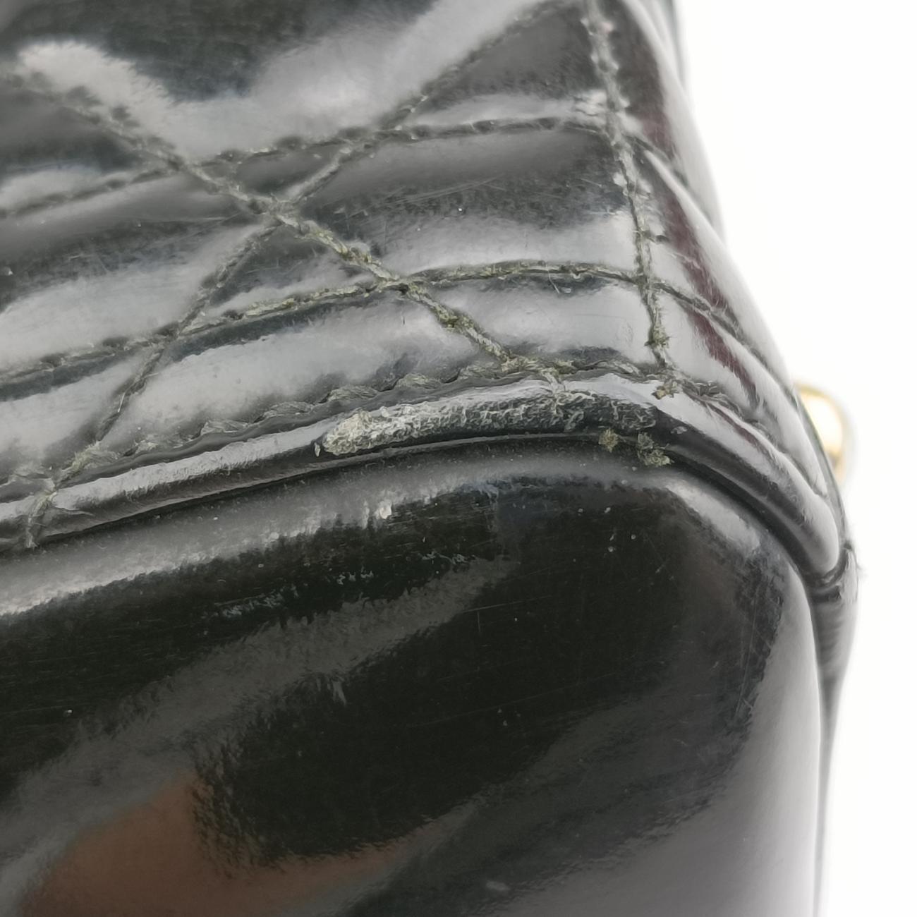 Pre-owned Christian Dior Lady Dior Black Patent  shoulderbag | stylenewstar