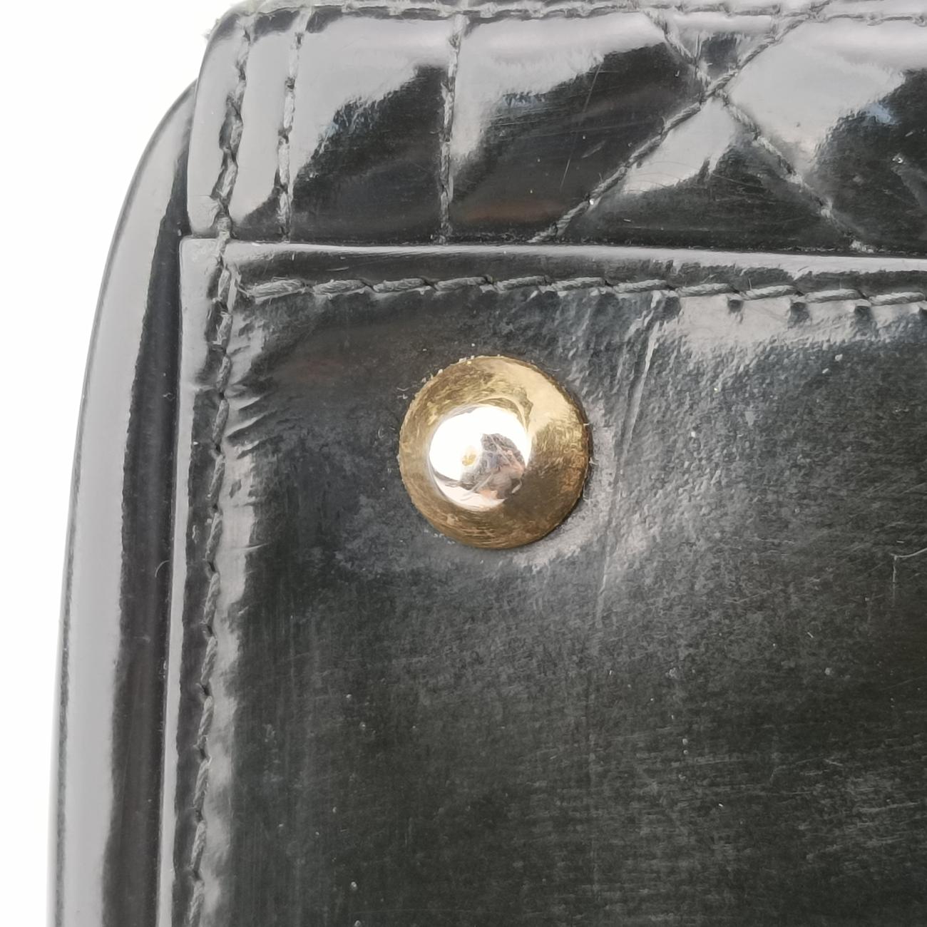 Pre-owned Christian Dior Lady Dior Black Patent  shoulderbag | stylenewstar