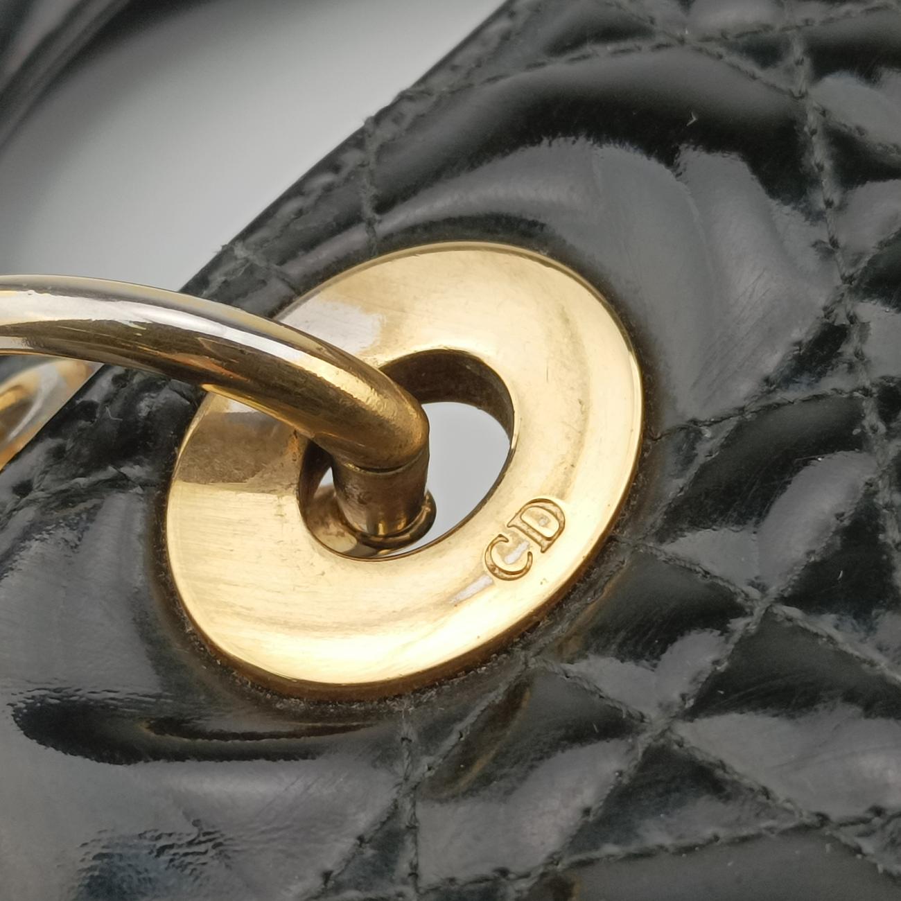 Pre-owned Christian Dior Lady Dior Black Patent  shoulderbag | stylenewstar