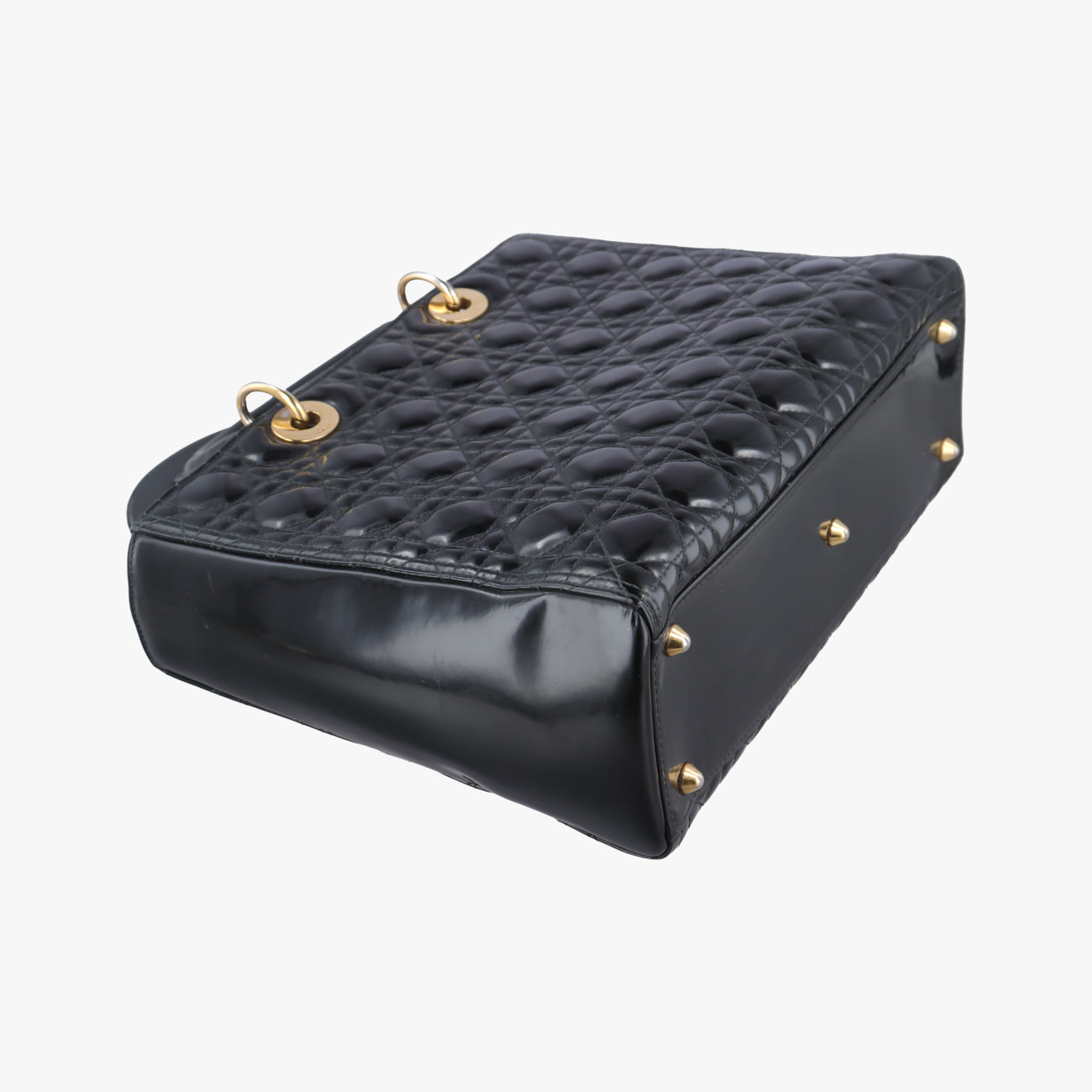 Pre-owned Christian Dior Lady Dior Black Patent  shoulderbag | stylenewstar