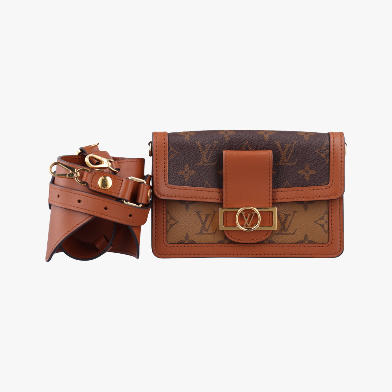 Pre-owned Louis Vuitton DAUPHINE brown monogram reverse M44586 bum bag/waist bag | stylenewstar