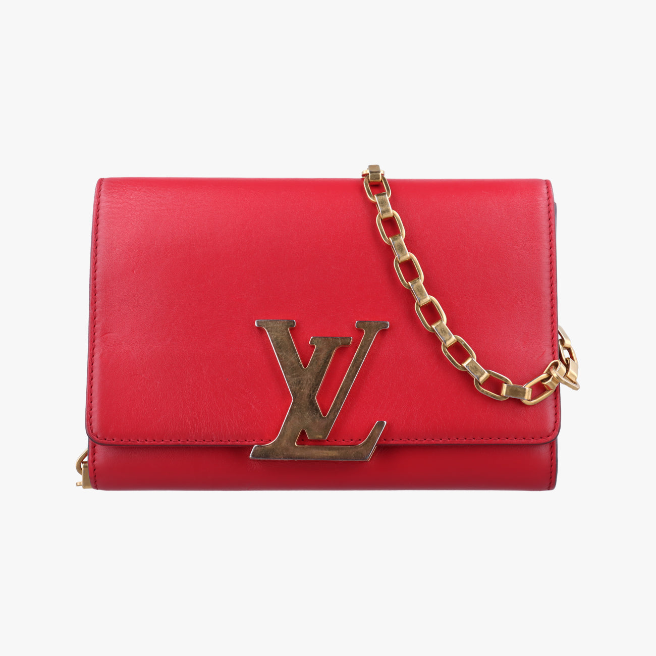 Pre-owned Louis Vuitton Pochette Louise GM Red leather M94647 shoulderbag | stylenewstar