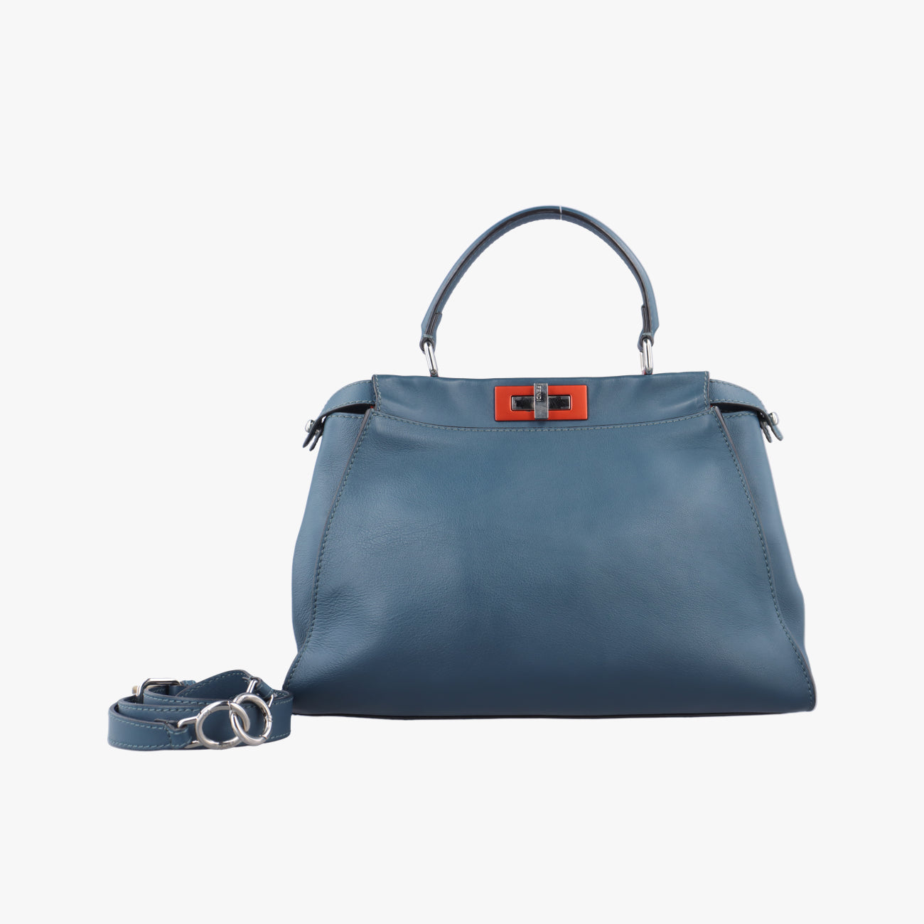 Pre-owned Fendi Peekaboo Blue×Red Leather 8BN290 shoulderbag | stylenewstar