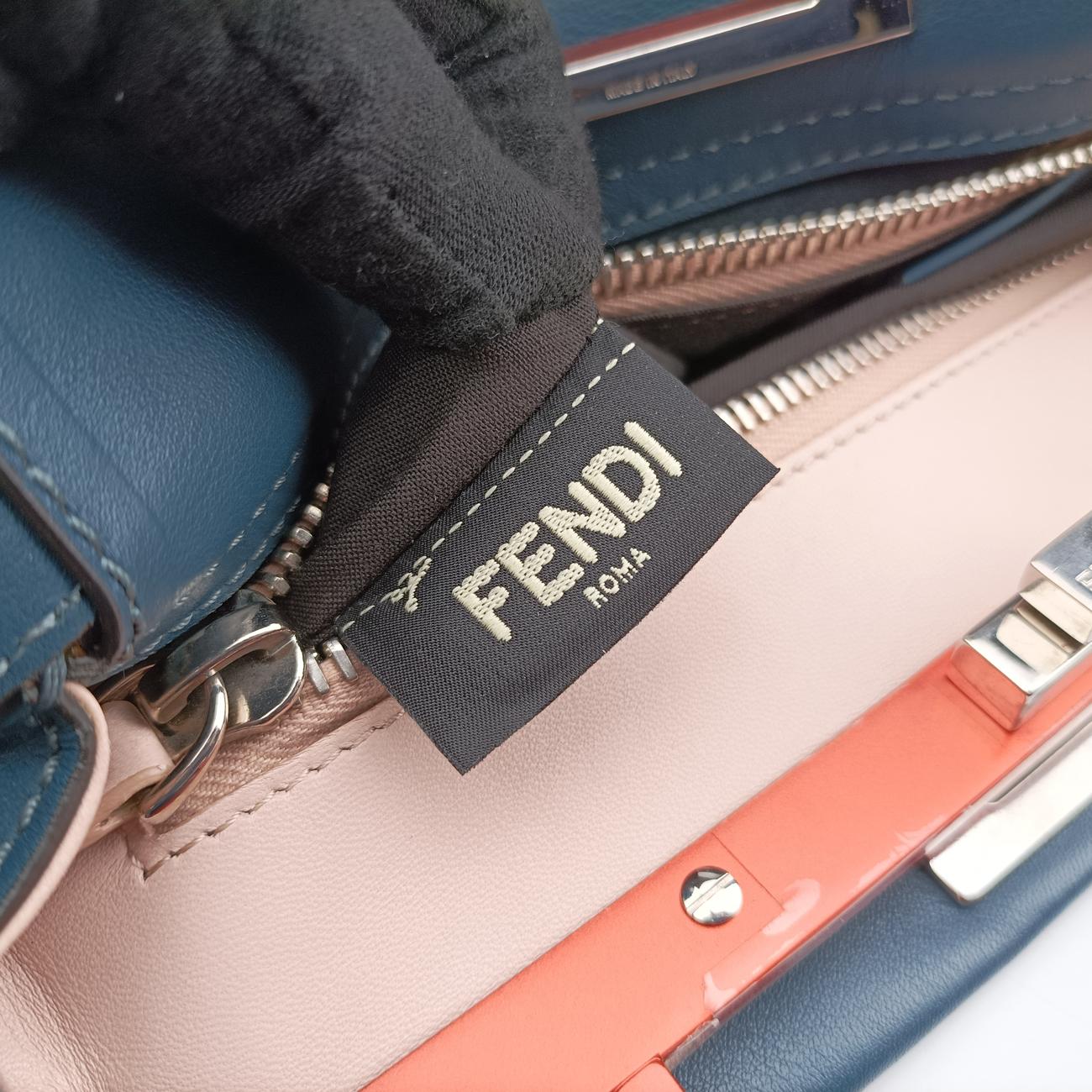 Pre-owned Fendi Peekaboo Blue×Red Leather 8BN290 shoulderbag | stylenewstar