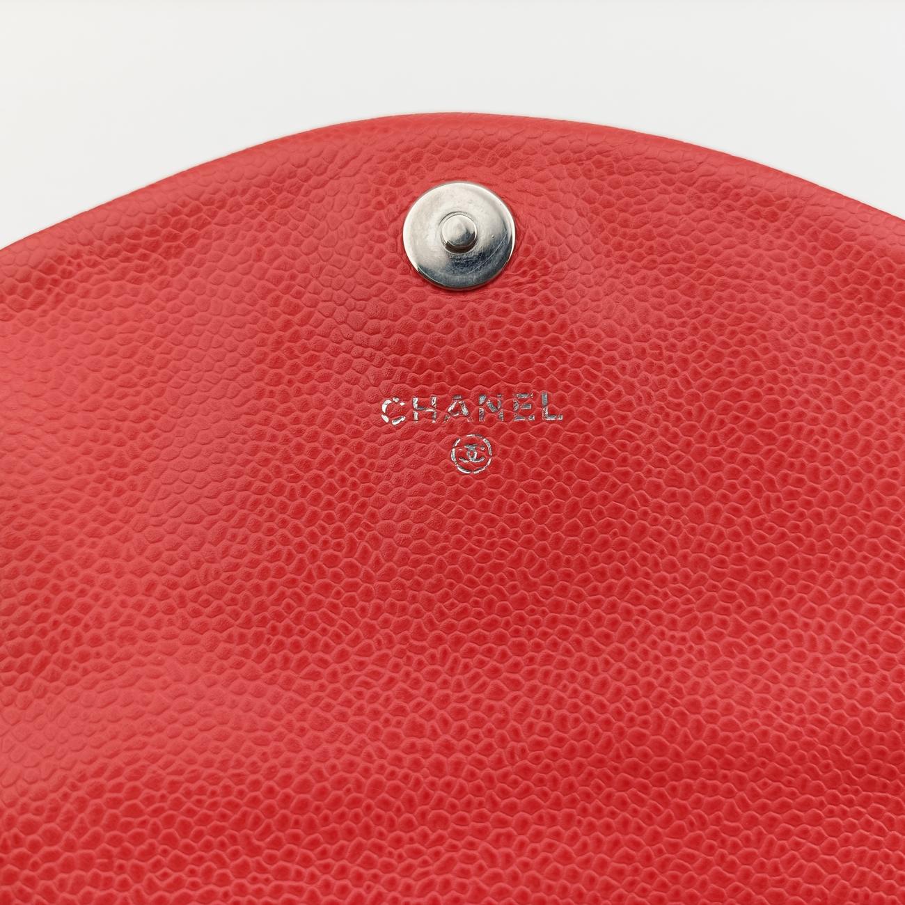 Pre-owned Chanel CC Half Moon Flap Orange Caviar Leather A40033 shoulderbag | stylenewstar