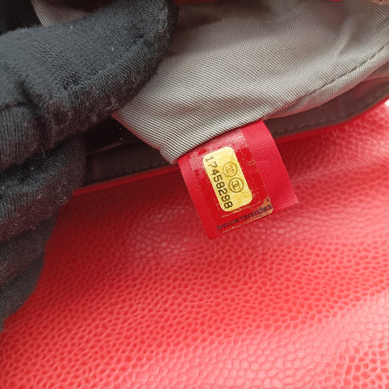 Pre-owned Chanel CC Half Moon Flap Orange Caviar Leather A40033 shoulderbag | stylenewstar