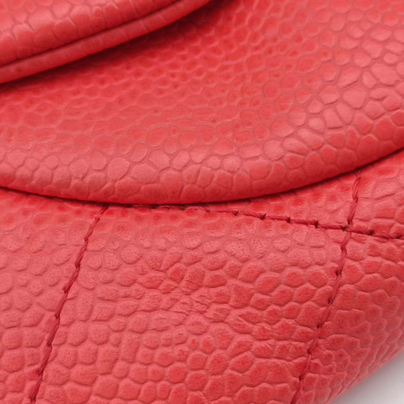 Pre-owned Chanel CC Half Moon Flap Orange Caviar Leather A40033 shoulderbag | stylenewstar