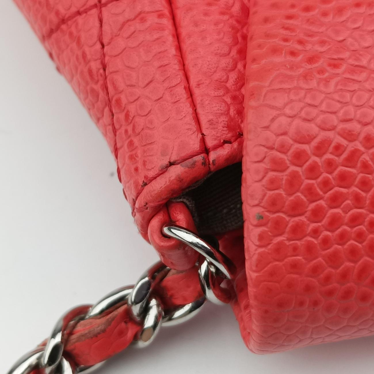 Pre-owned Chanel CC Half Moon Flap Orange Caviar Leather A40033 shoulderbag | stylenewstar