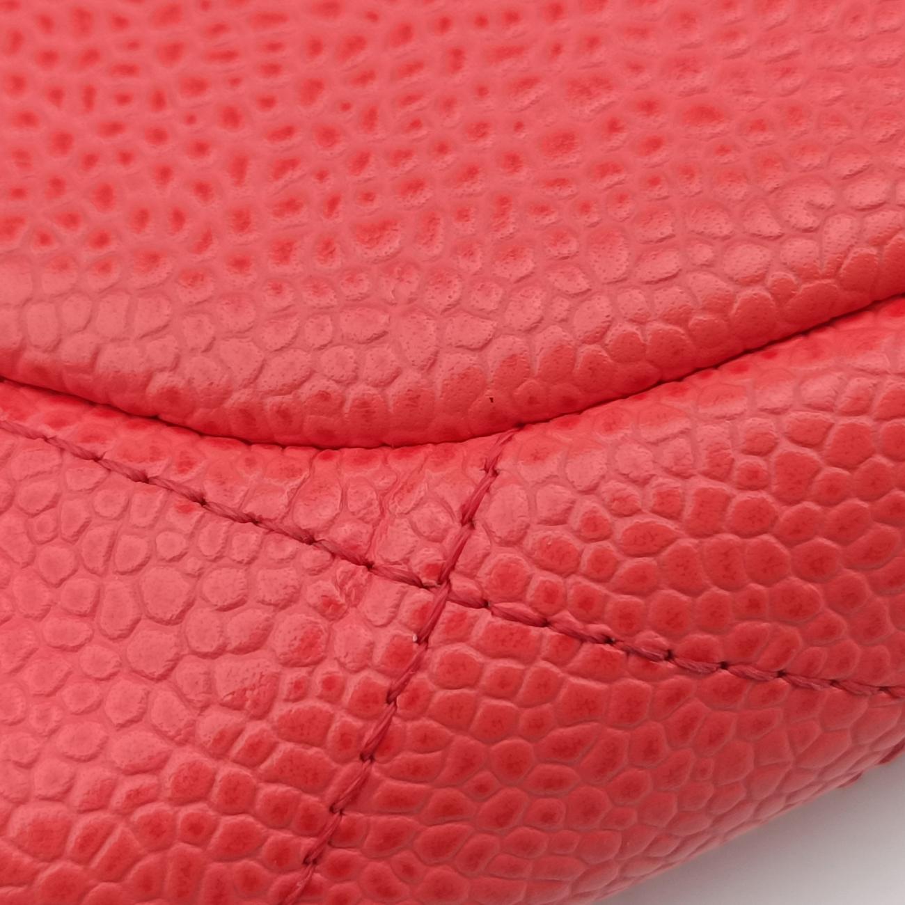 Pre-owned Chanel CC Half Moon Flap Orange Caviar Leather A40033 shoulderbag | stylenewstar