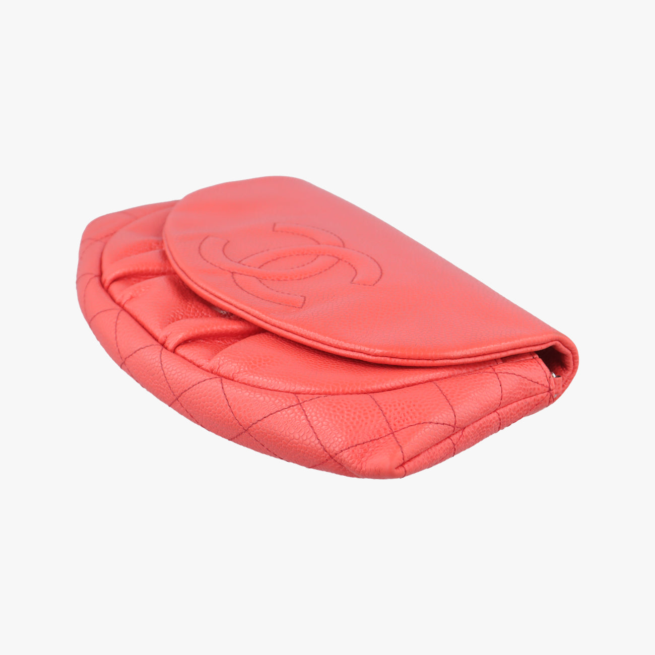 Pre-owned Chanel CC Half Moon Flap Orange Caviar Leather A40033 shoulderbag | stylenewstar