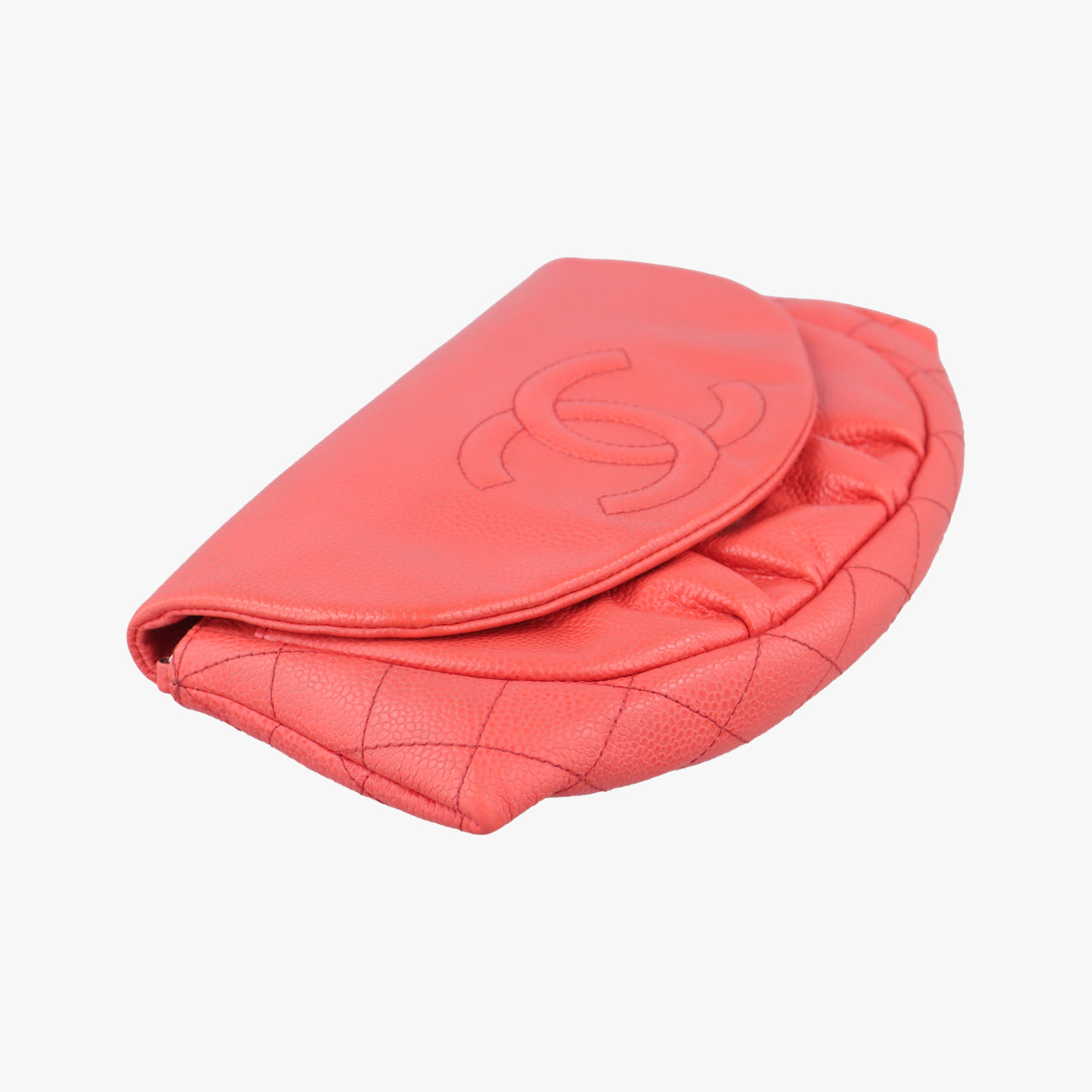 Pre-owned Chanel CC Half Moon Flap Orange Caviar Leather A40033 shoulderbag | stylenewstar