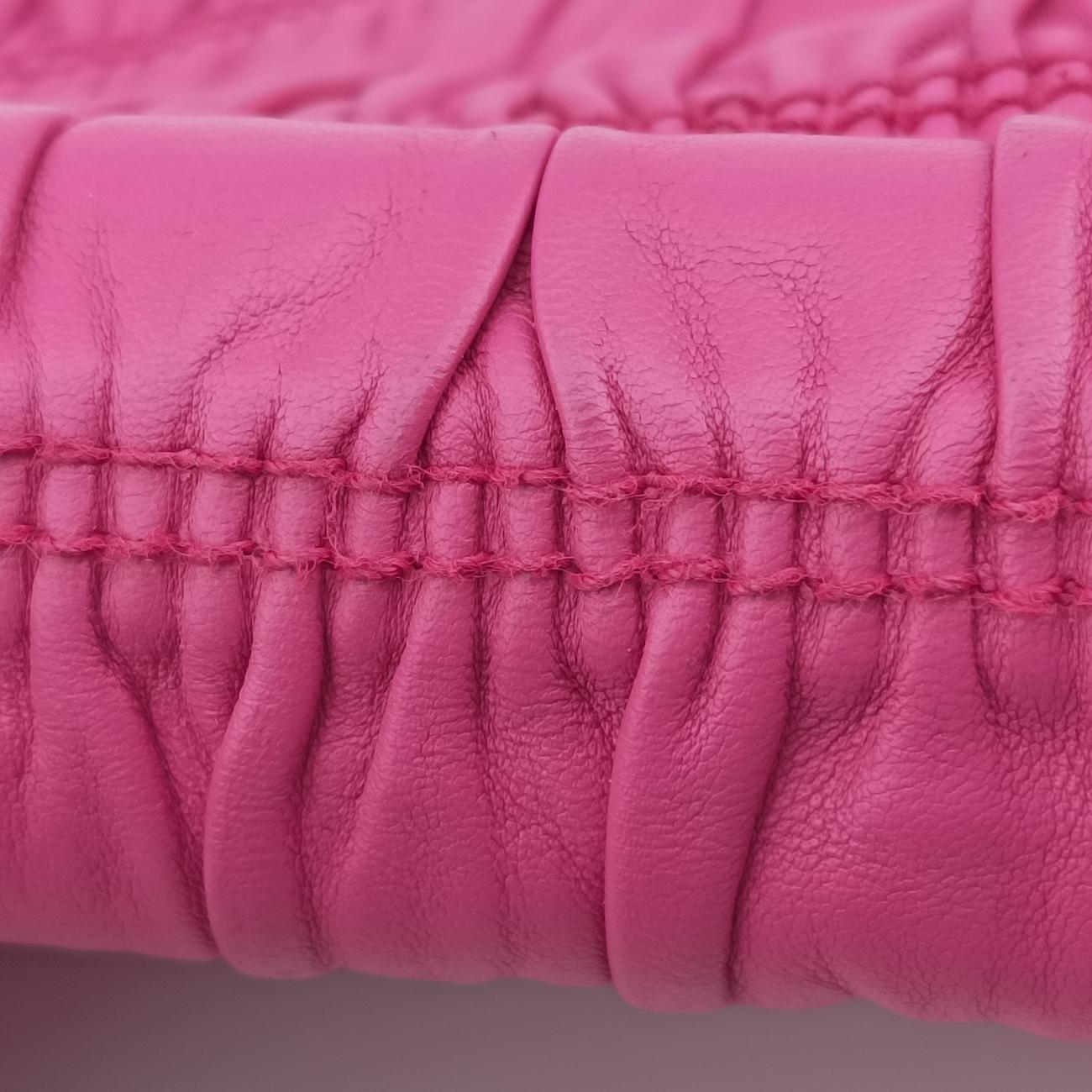 Pre-owned Prada Fuoco Nappa Gaufre Red Nappa Leather 1BD009 shoulderbag | stylenewstar