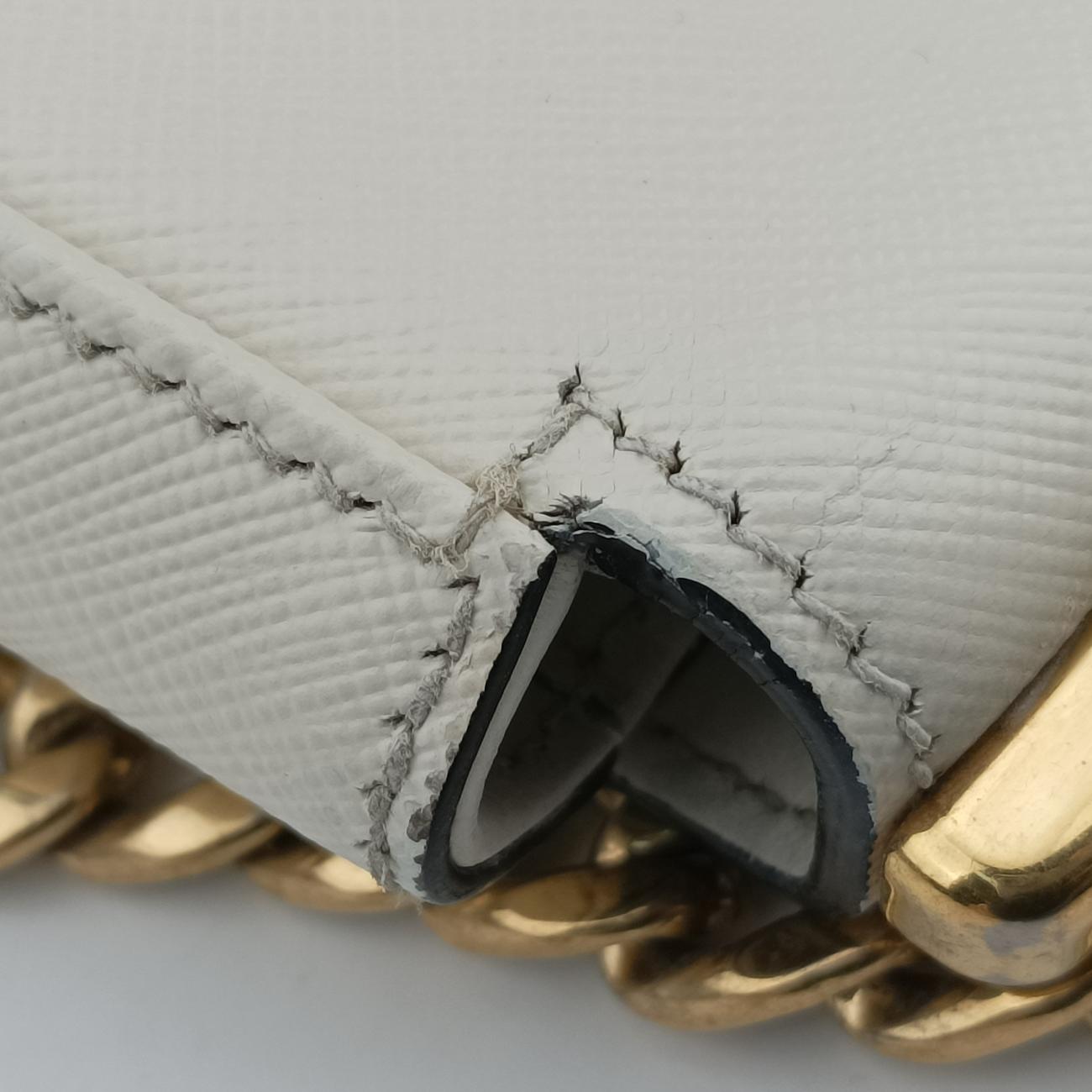 Pre-owned Prada Sidonie White SAFFIANO　Leather 1BD219 shoulderbag | stylenewstar