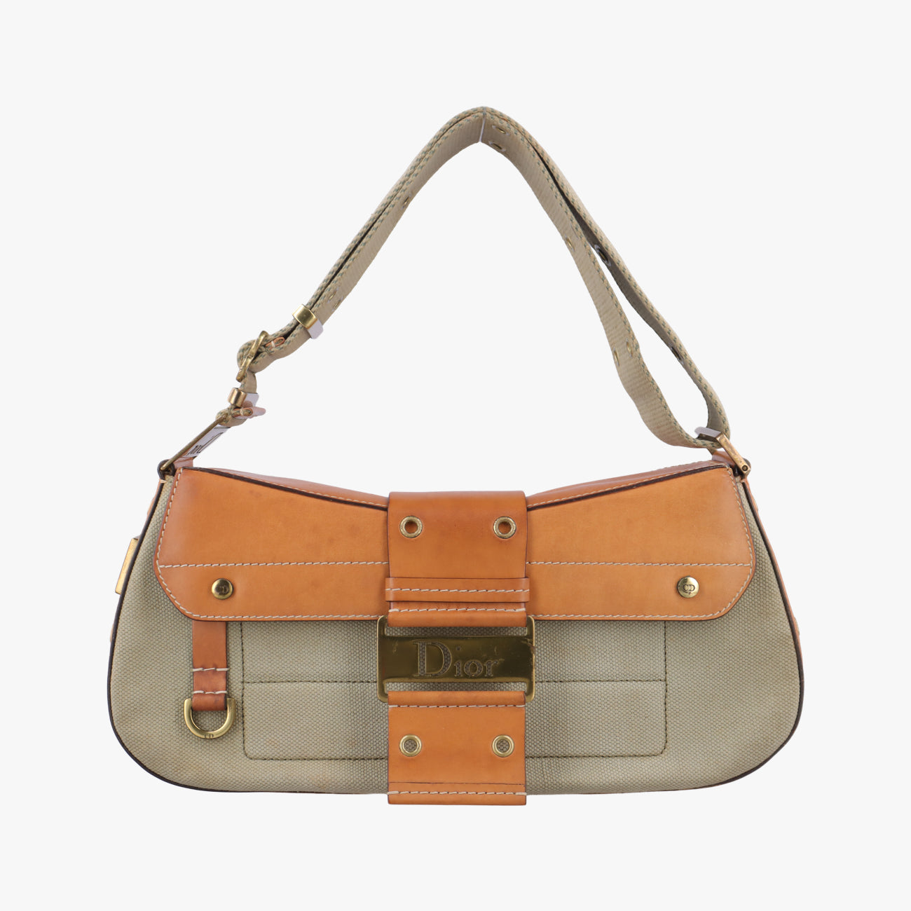 Pre-owned Christian Dior Street Chic Columbus Cargo Beige×brown Canvas×leather  handbag | stylenewstar