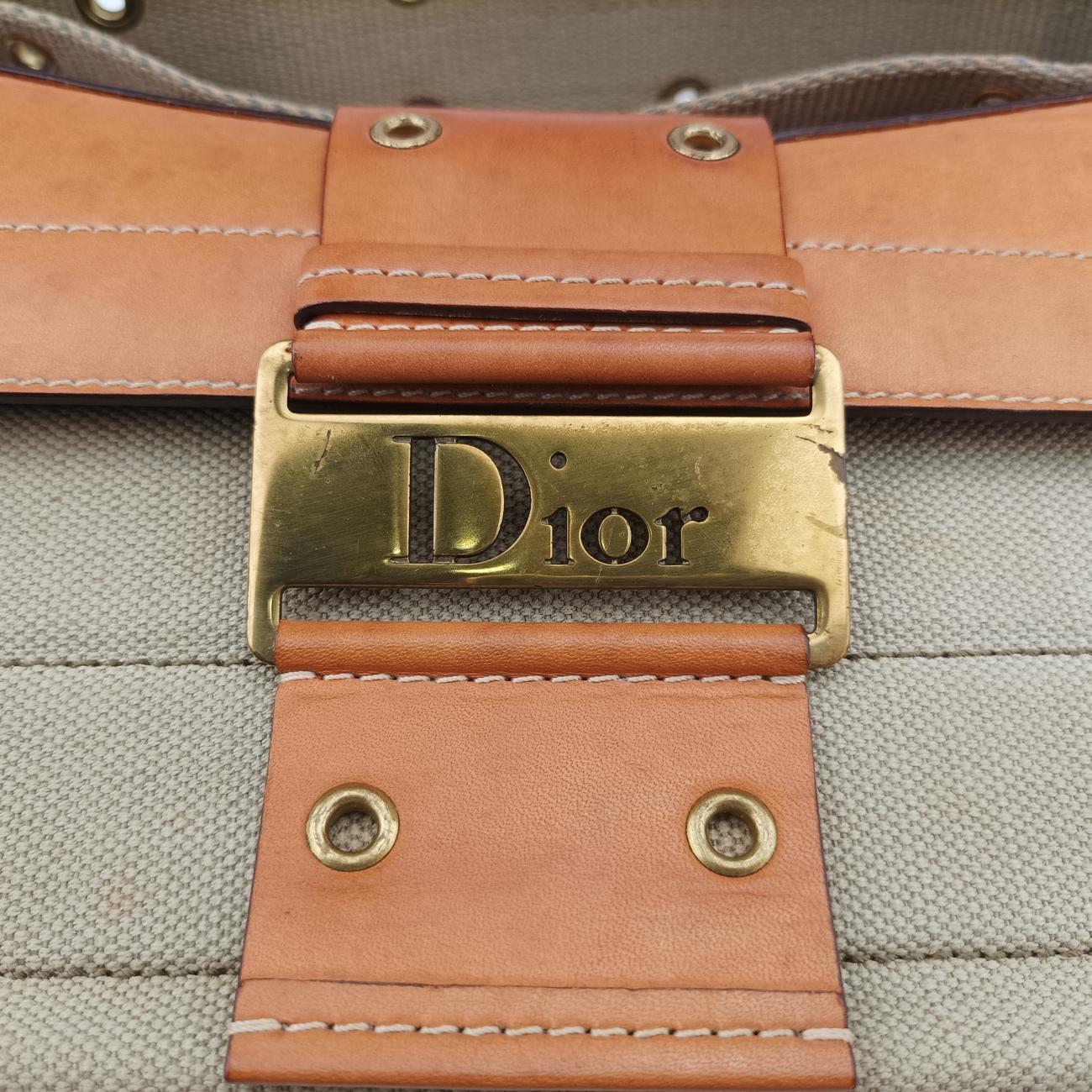 Pre-owned Christian Dior Street Chic Columbus Cargo Beige×brown Canvas×leather  handbag | stylenewstar