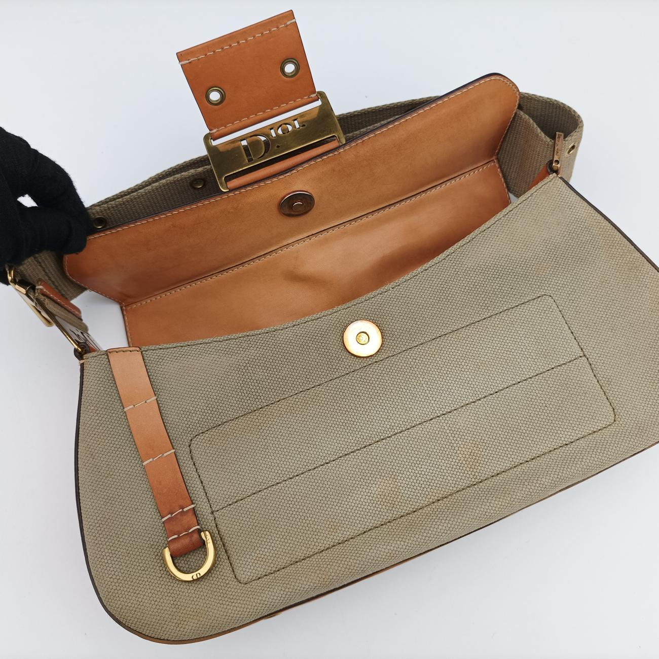 Pre-owned Christian Dior Street Chic Columbus Cargo Beige×brown Canvas×leather  handbag | stylenewstar