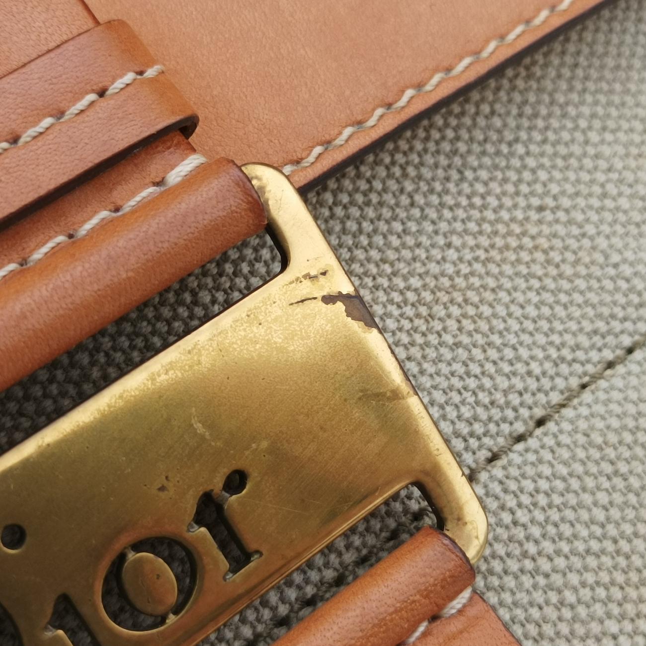 Pre-owned Christian Dior Street Chic Columbus Cargo Beige×brown Canvas×leather  handbag | stylenewstar