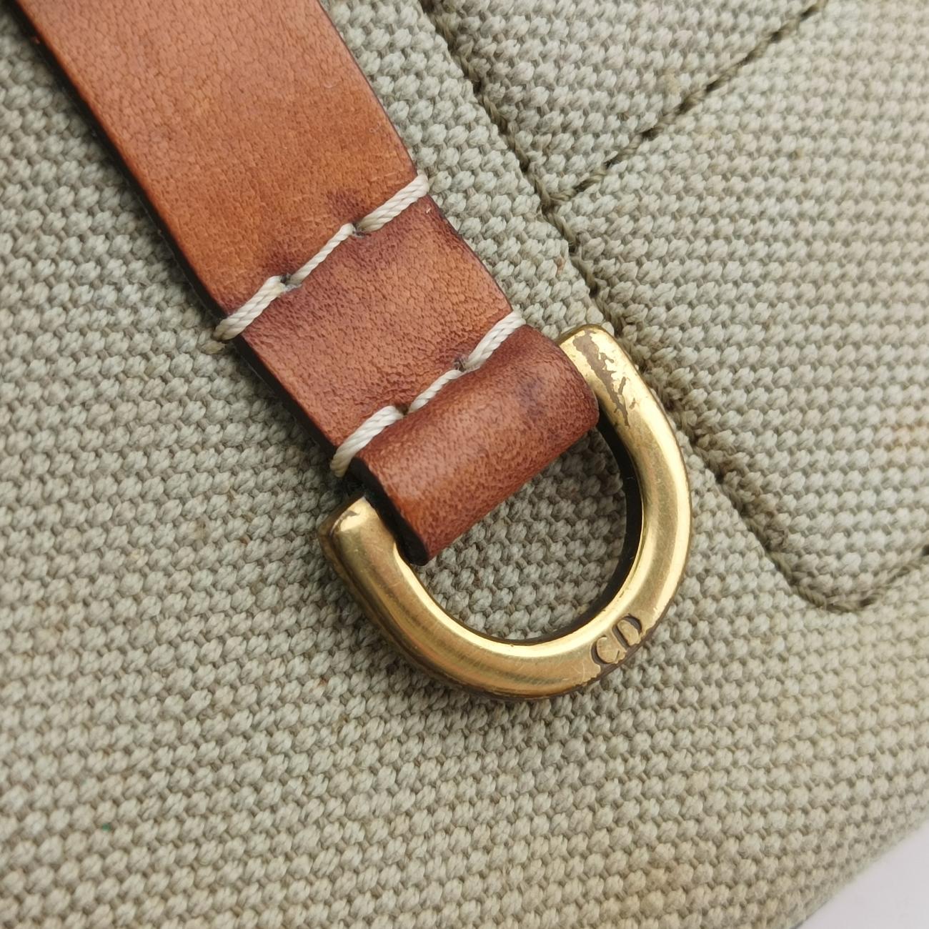 Pre-owned Christian Dior Street Chic Columbus Cargo Beige×brown Canvas×leather  handbag | stylenewstar