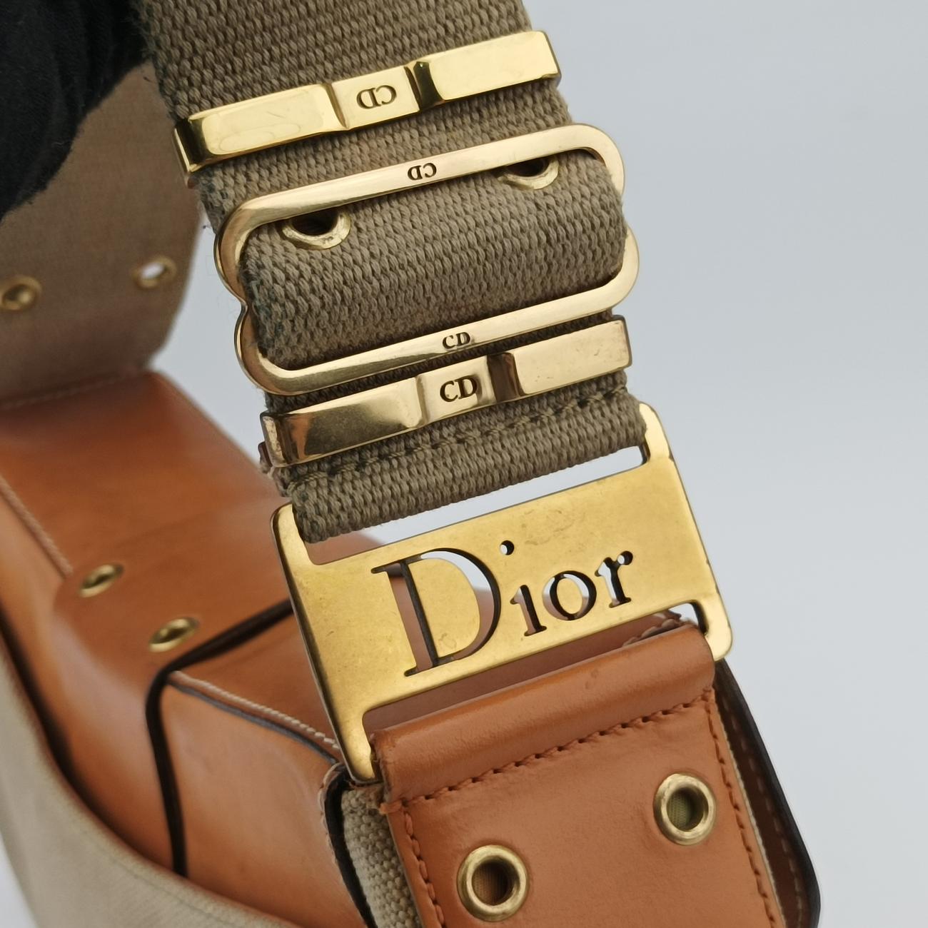 Pre-owned Christian Dior Street Chic Columbus Cargo Beige×brown Canvas×leather  handbag | stylenewstar