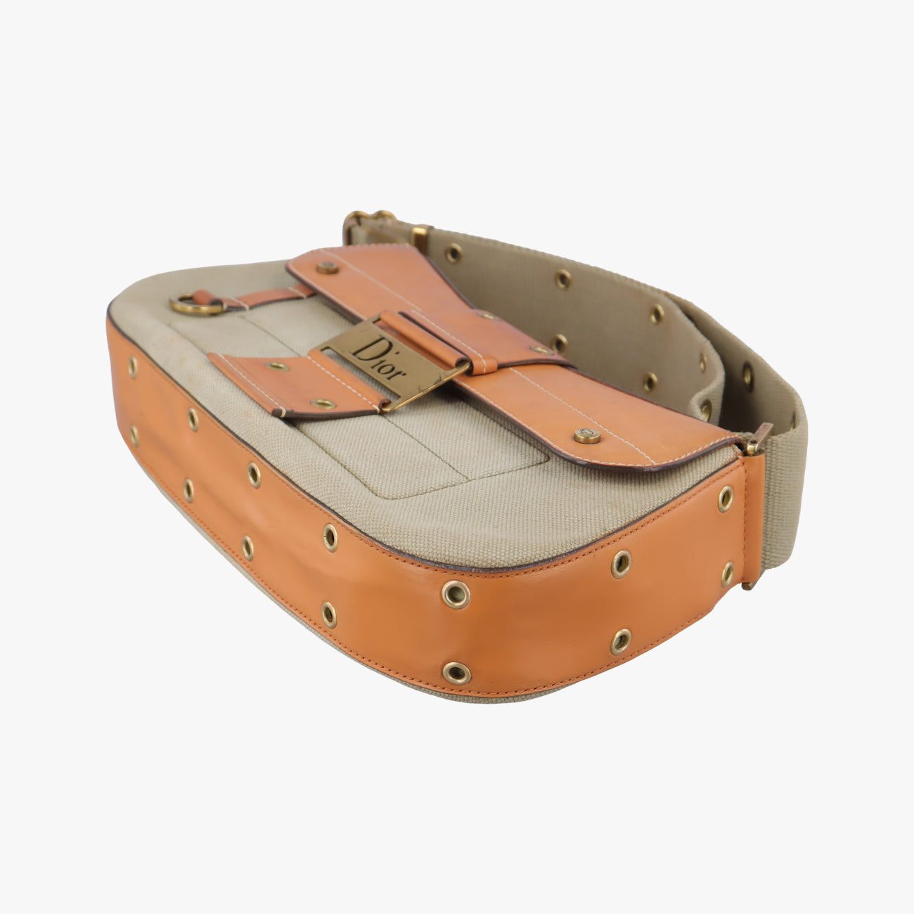 Pre-owned Christian Dior Street Chic Columbus Cargo Beige×brown Canvas×leather  handbag | stylenewstar